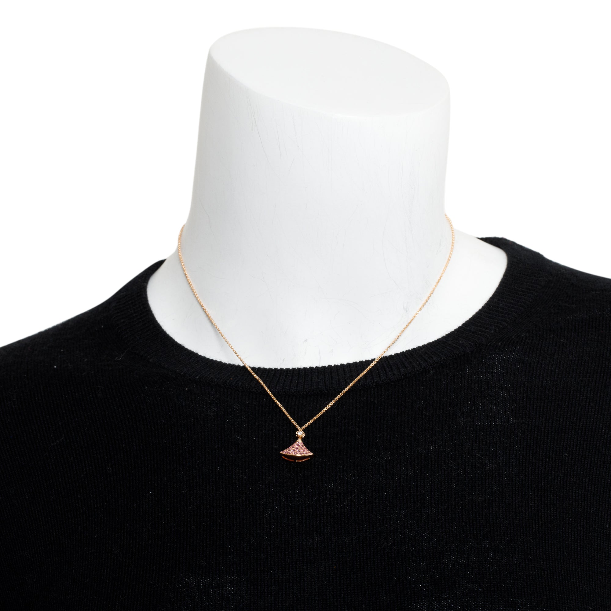 BVLGARI 18k Rose Gold Pink Sapphire & Diamond Diva's Dream Pendant Necklace