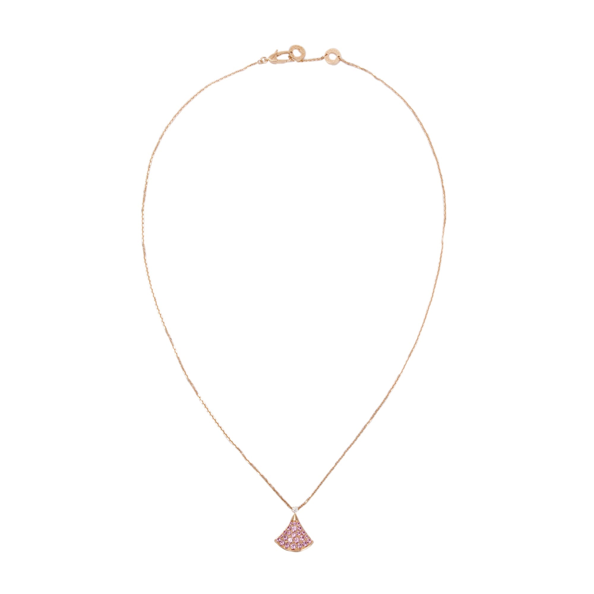 BVLGARI 18k Rose Gold Pink Sapphire & Diamond Diva's Dream Pendant Necklace
