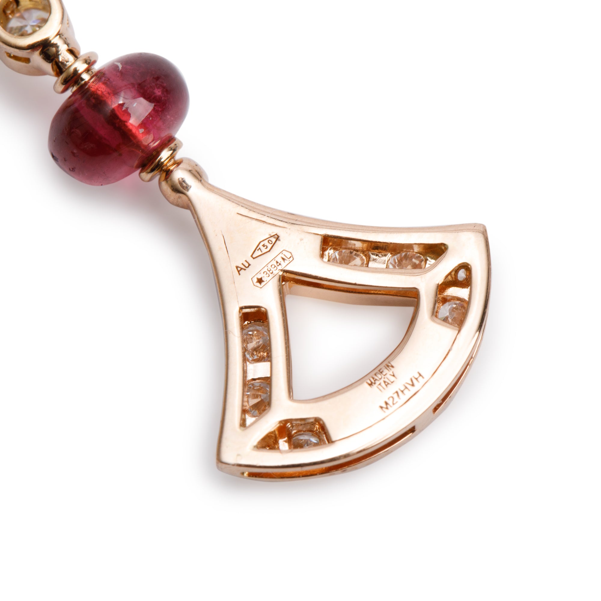 BVLGARI 18k Rose Gold Rubelite, Peridot & Diamond Diva's Dream Earrings w/ Box