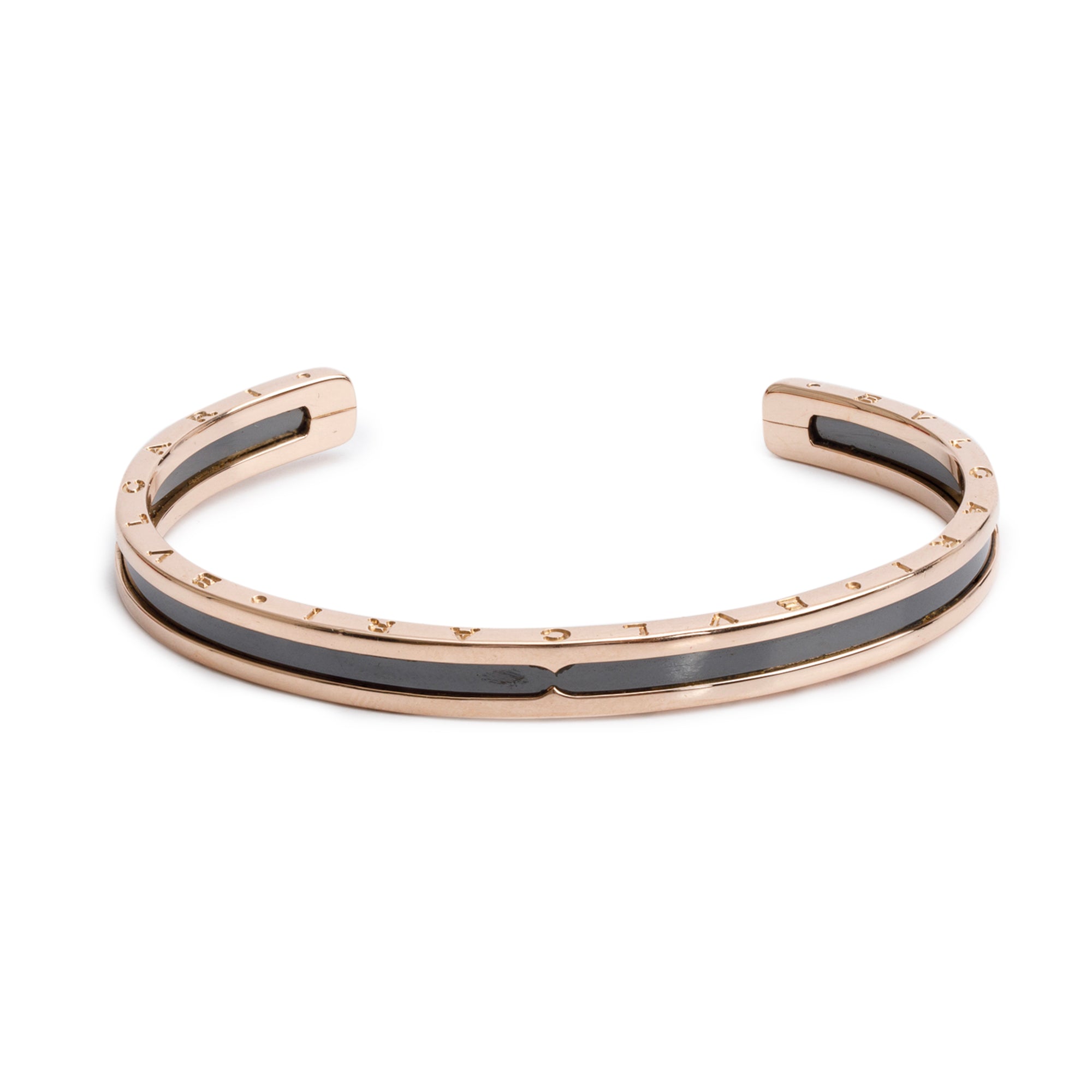 BVLGARI 18k Rose Gold & Steel B.Zero1 Cuff Bracelet, Size SM w/ Box & Certificate