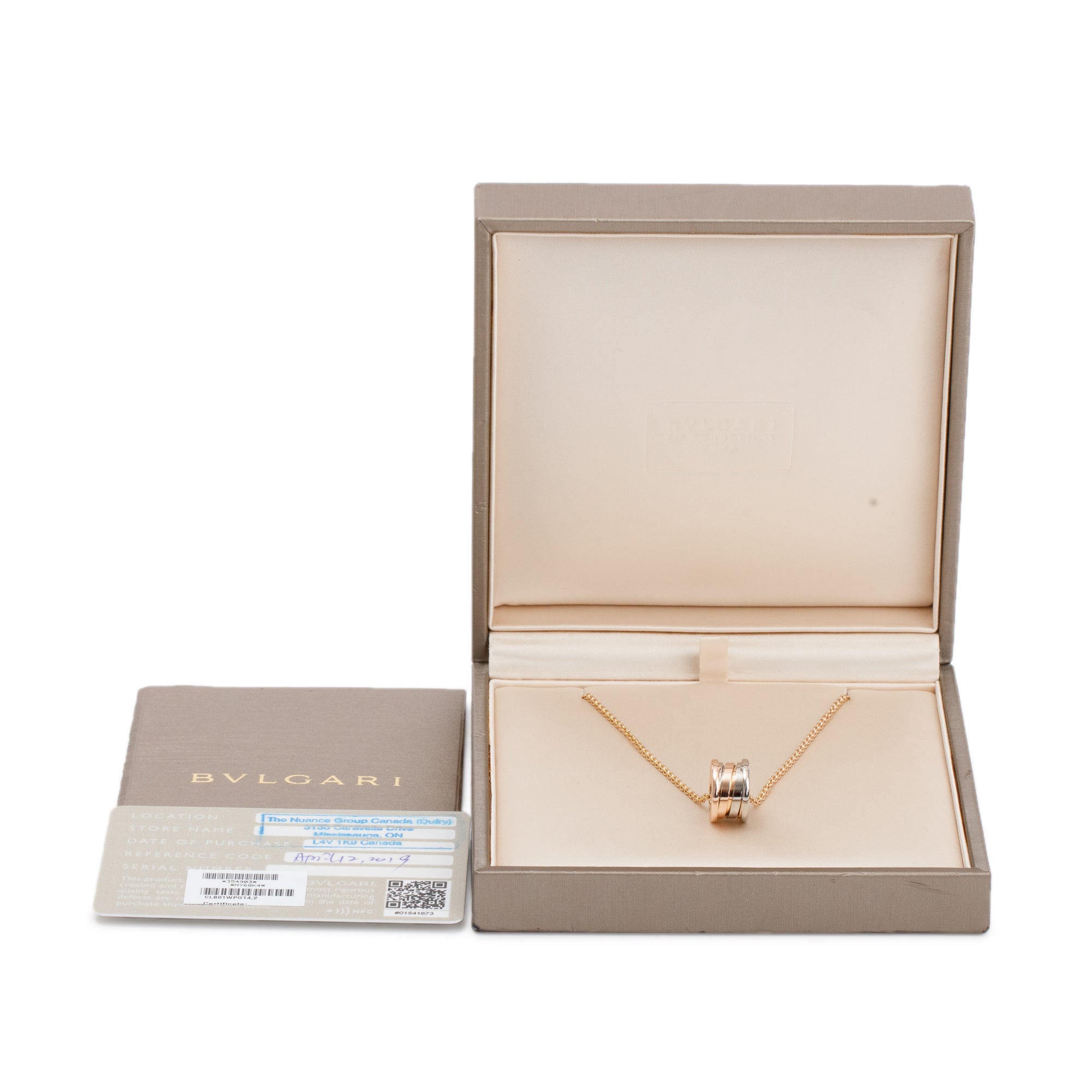 BVLGARI 18k Rose & White Gold B.Zero1 Pendant Necklace w/ Box