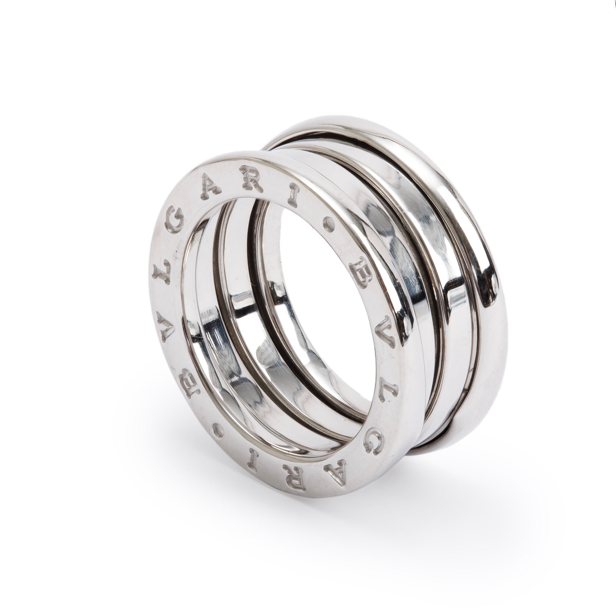 BVLGARI 18k White Gold B.Zero1 Three-Band Ring, Size 47 4