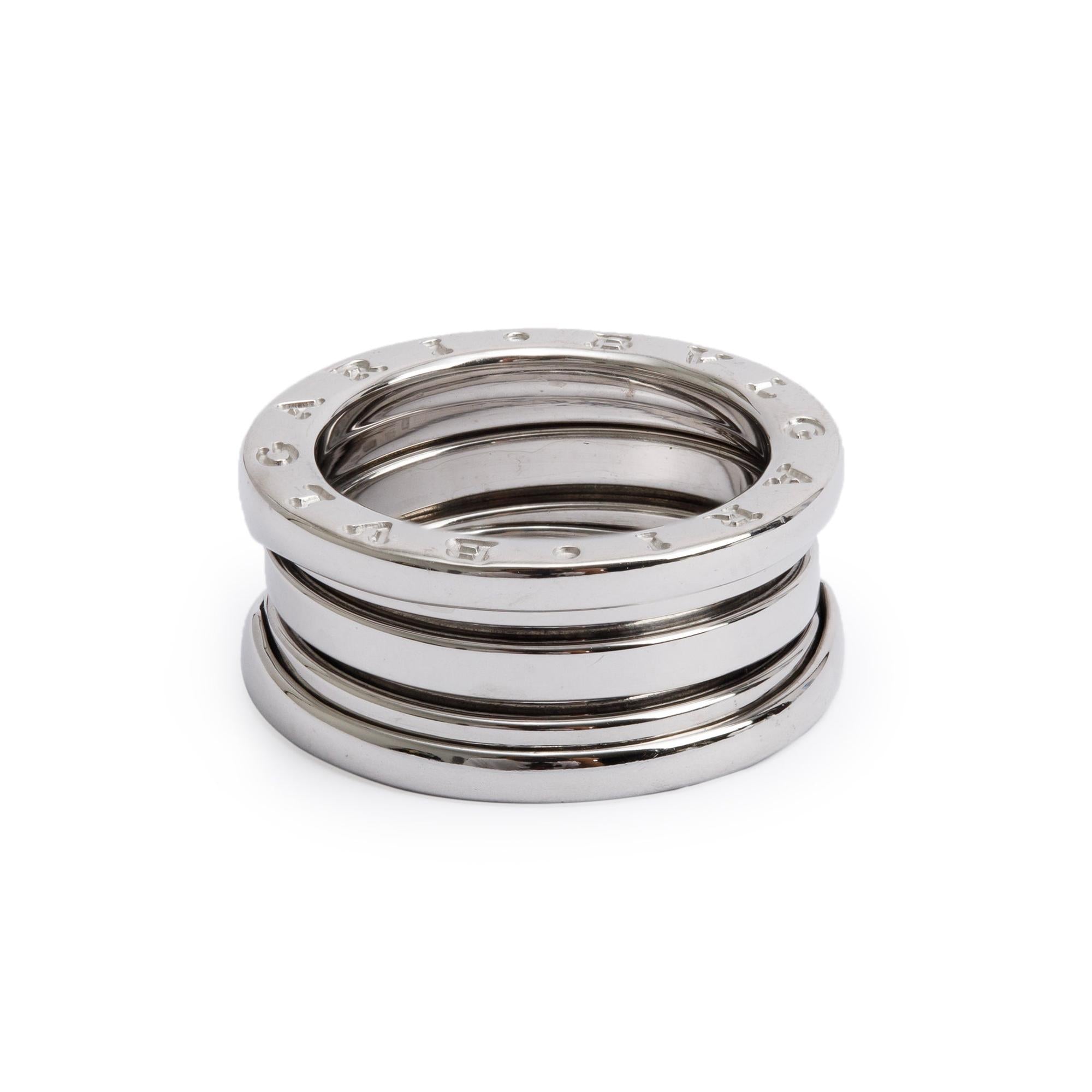BVLGARI 18k White Gold B.Zero1 Three-Band Ring, Size 47 4