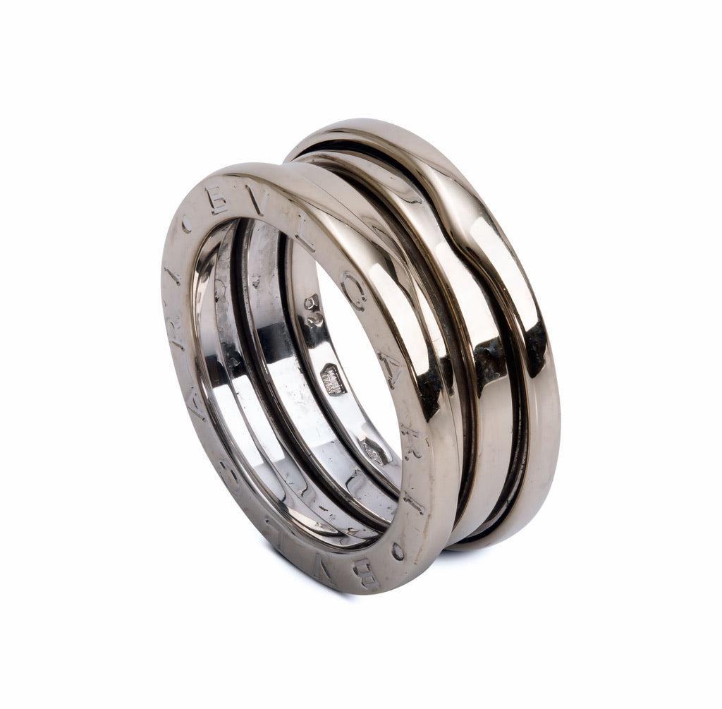 BVLGARI 18k White Gold B.Zero1 Three-Band Ring, Size 52 6