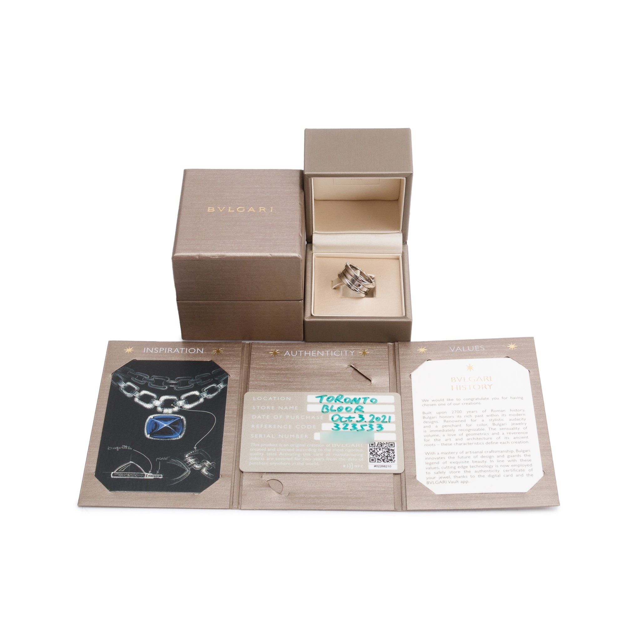 BVLGARI 18k White Gold B.Zero1 Three-Band Ring, Size 52 6 w/ Box & Certificate