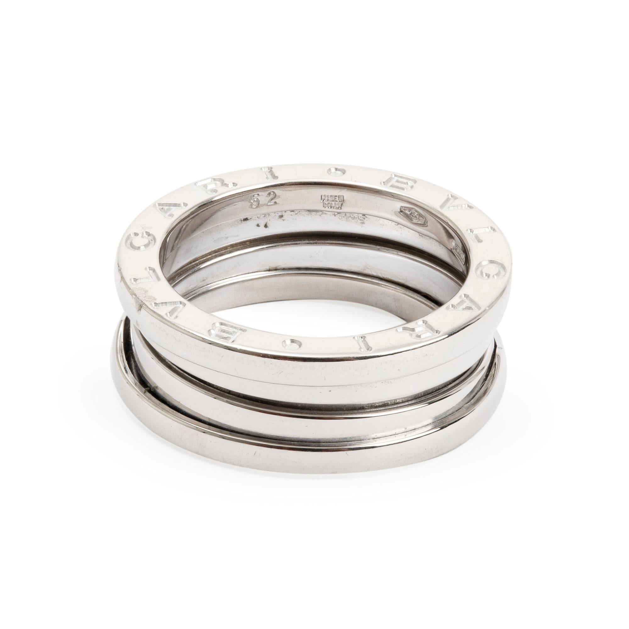 BVLGARI 18k White Gold B.Zero1 Three-Band Ring, Size 52 6