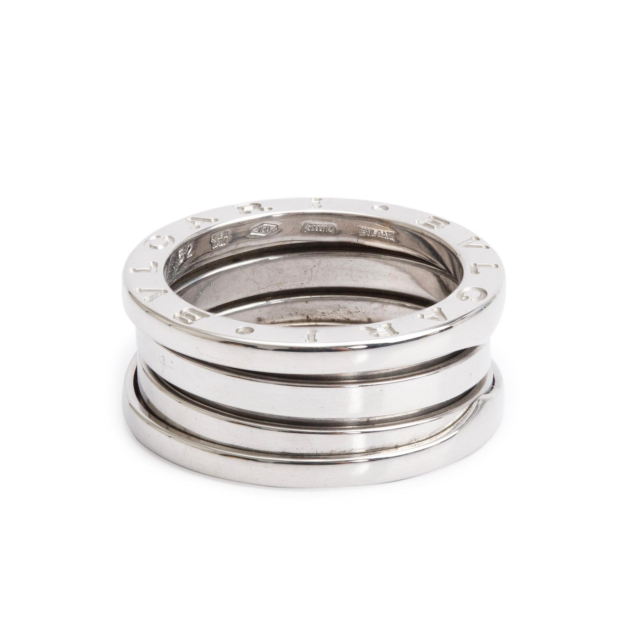 BVLGARI 18k White Gold B.Zero1 Three-Band Ring, Size 52 6
