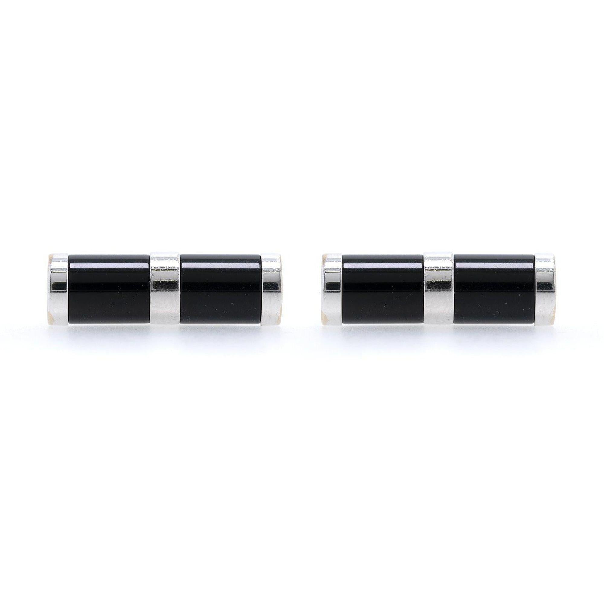 BVLGARI 18k White Gold Black Onyx Cufflinks