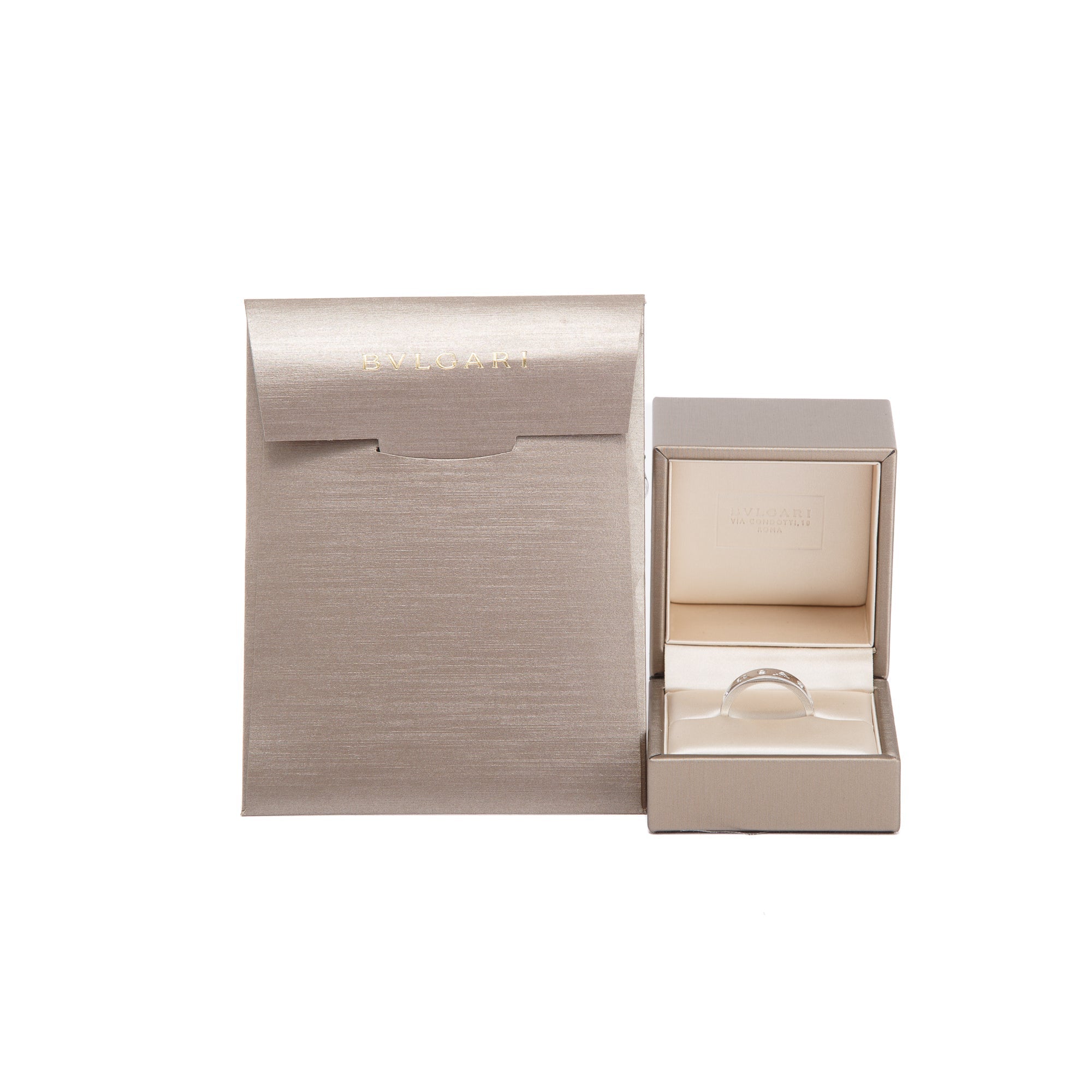 BVLGARI 18k White Gold Bvlgari Essential Diamond Band Ring w/ Box & Receipt