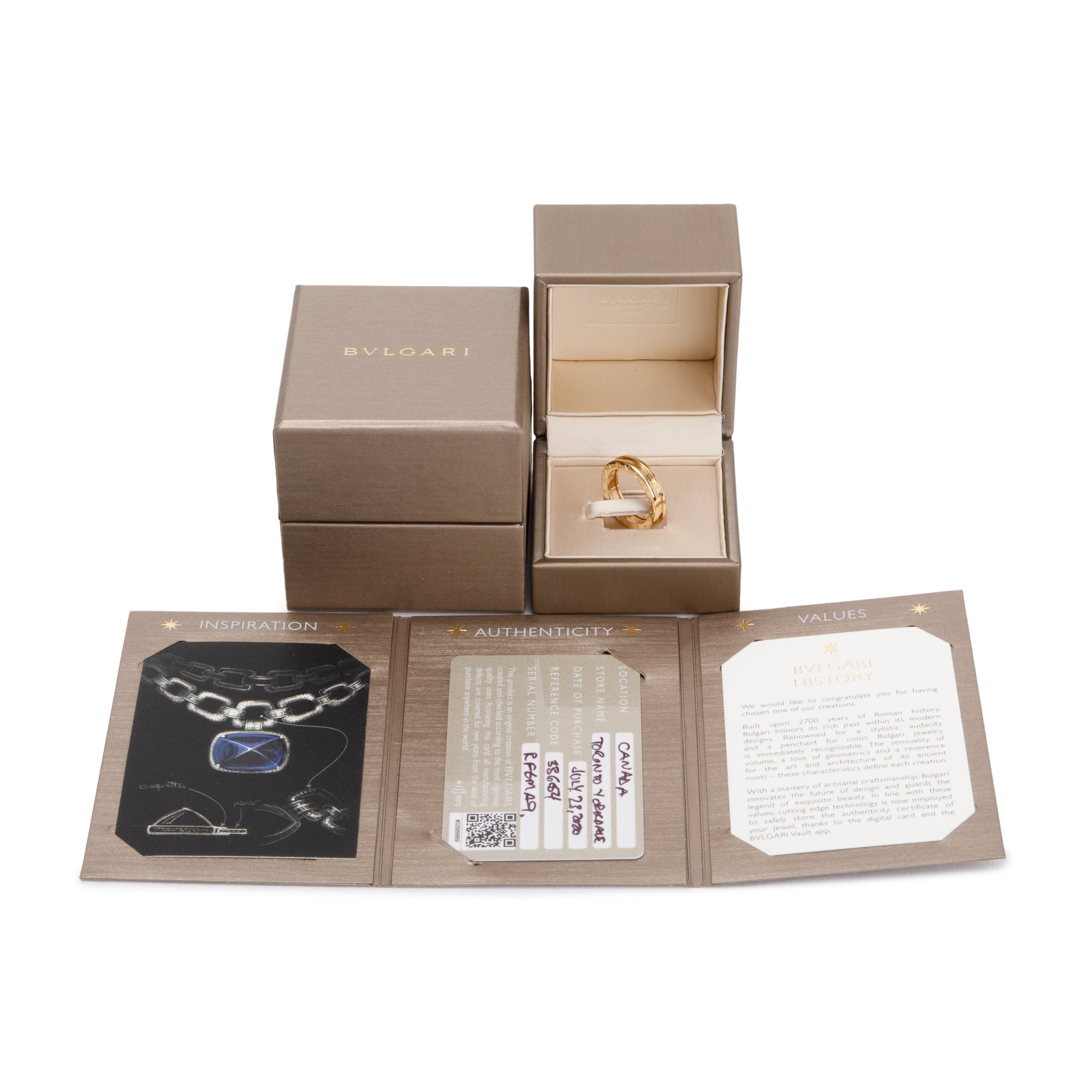 BVLGARI 18k Yellow Gold B.Zero1 1-Band Ring, Size 55 7.25 w/ Box & Certificate