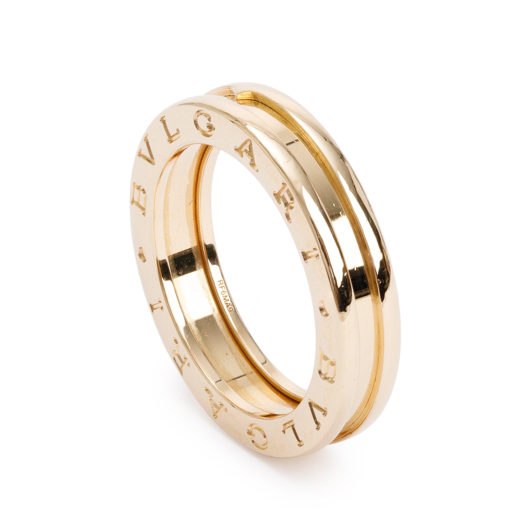 BVLGARI 18k Yellow Gold B.Zero1 1-Band Ring, Size 55 7.25 w/ Box & Certificate