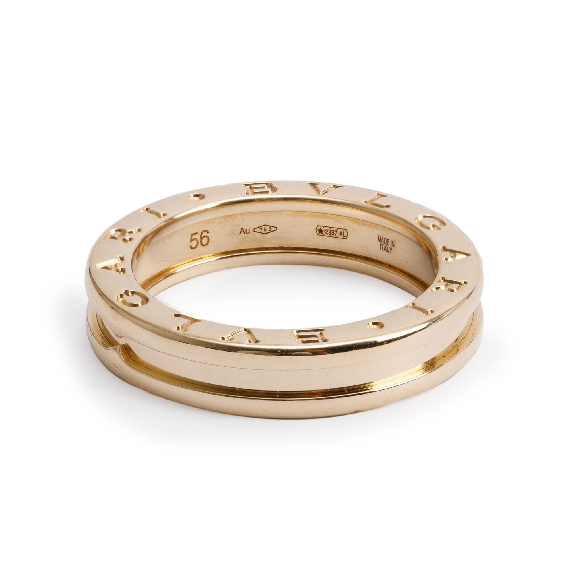 BVLGARI 18k Yellow Gold B.Zero1 1-Band Ring, Size 56 7.75