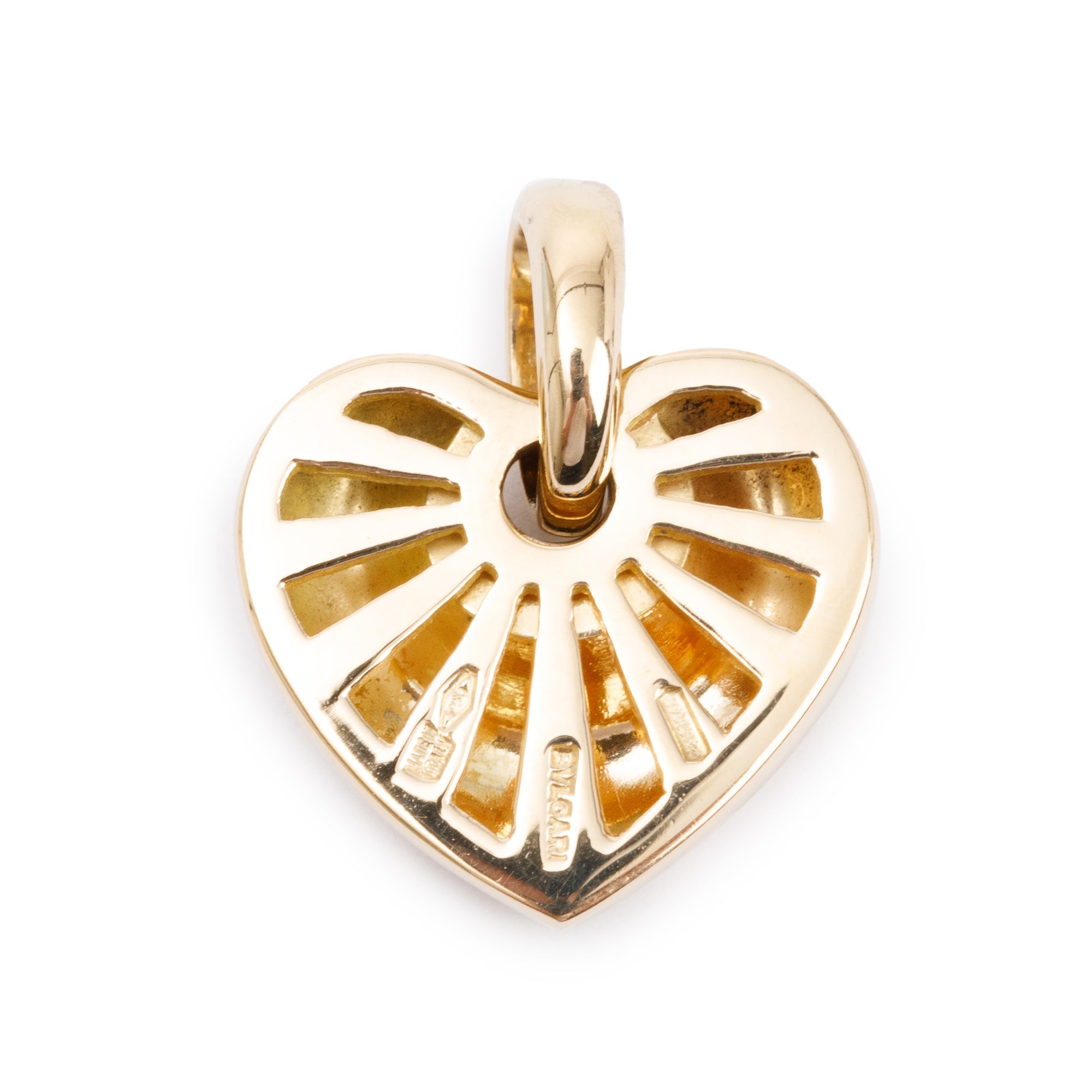 BVLGARI 18k Yellow & Whte Gold Cuore Puffed Heart Charm Pendant w/ Box