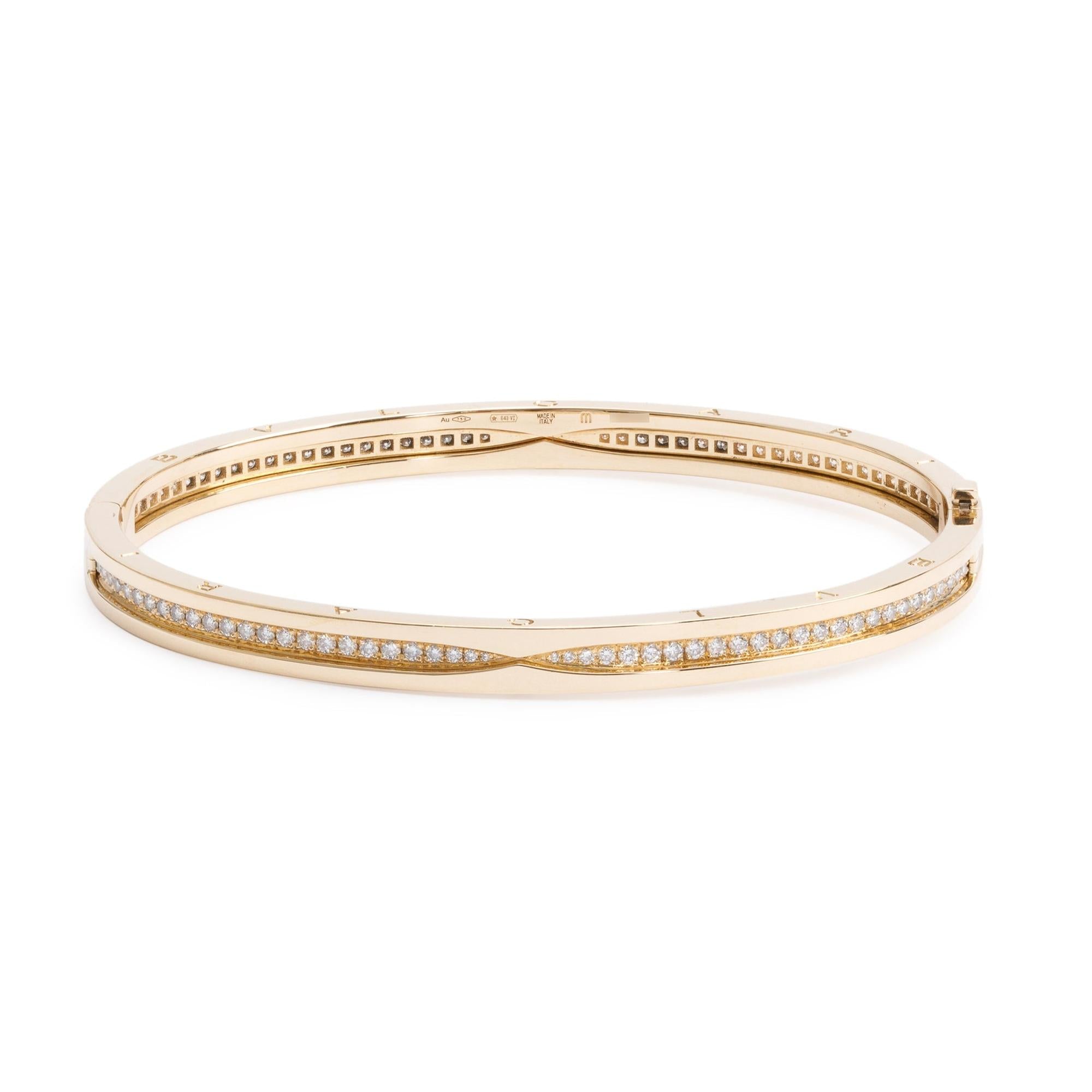 BVLGARI 2022 18k Yellow Gold Diamond B.Zero1 Bracelet w/ Box