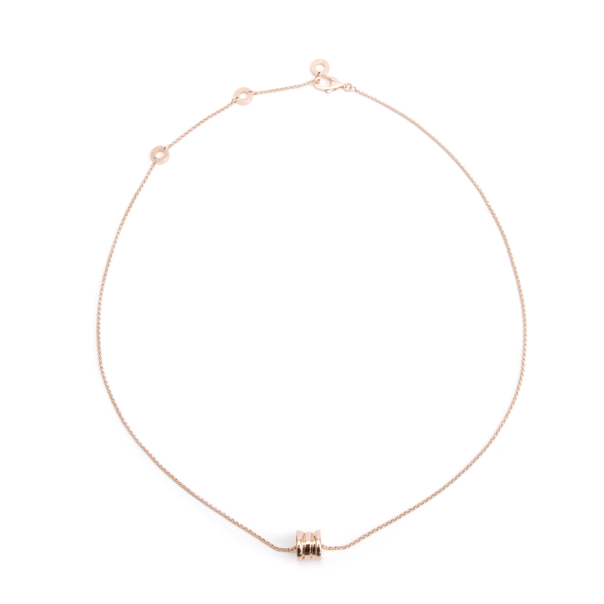 BVLGARI 2023 18k Rose Gold B.Zero1 Pendant Necklace w/ Box & Certificate