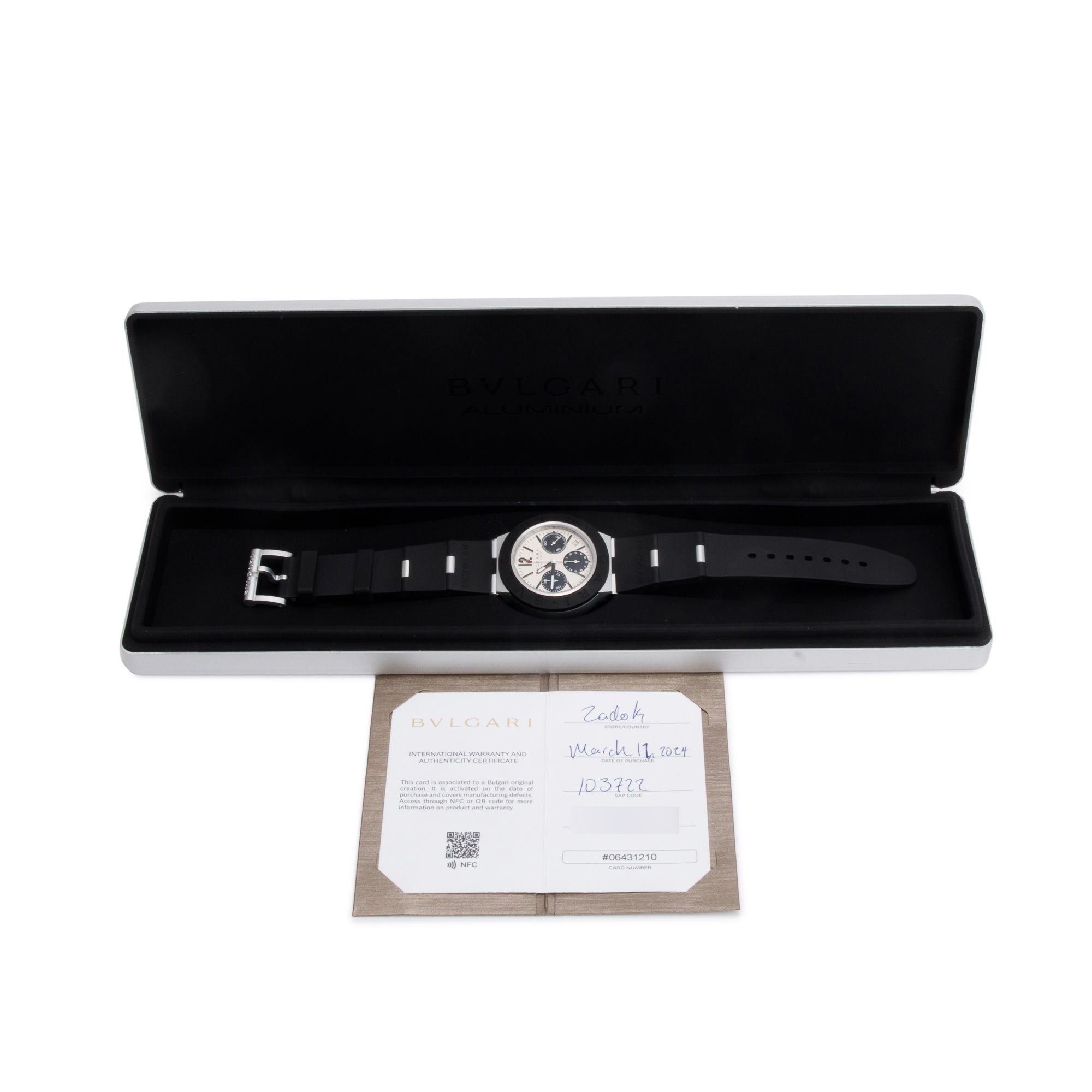 BVLGARI 2024 Aluminum 41 MM Chronograph Automatic Watch w/ Box & Papers