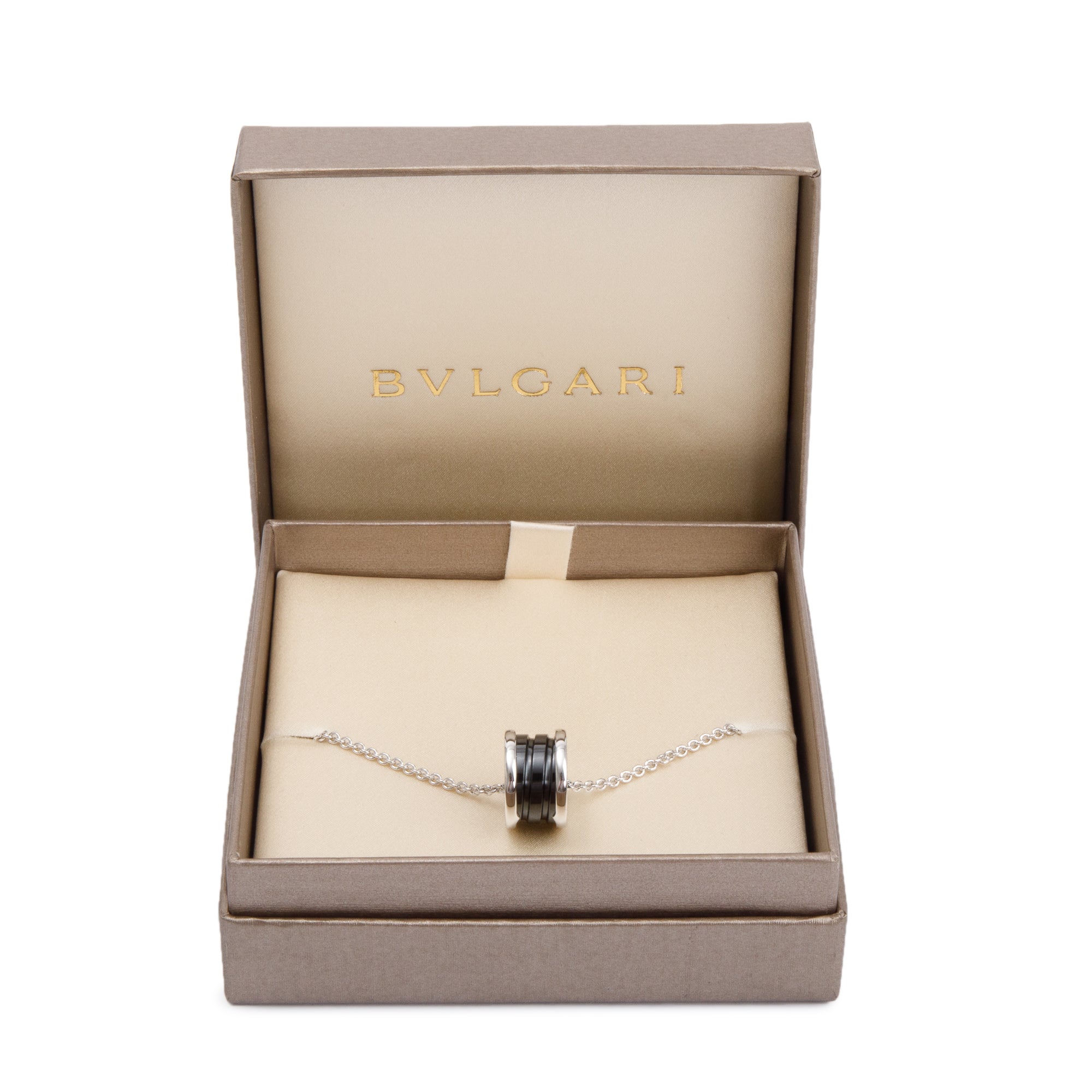 BVLGARI 2024 Sterling Silver & Black Ceramic Save The Children Pendant Necklace w/ Box, Receipt & Certificate