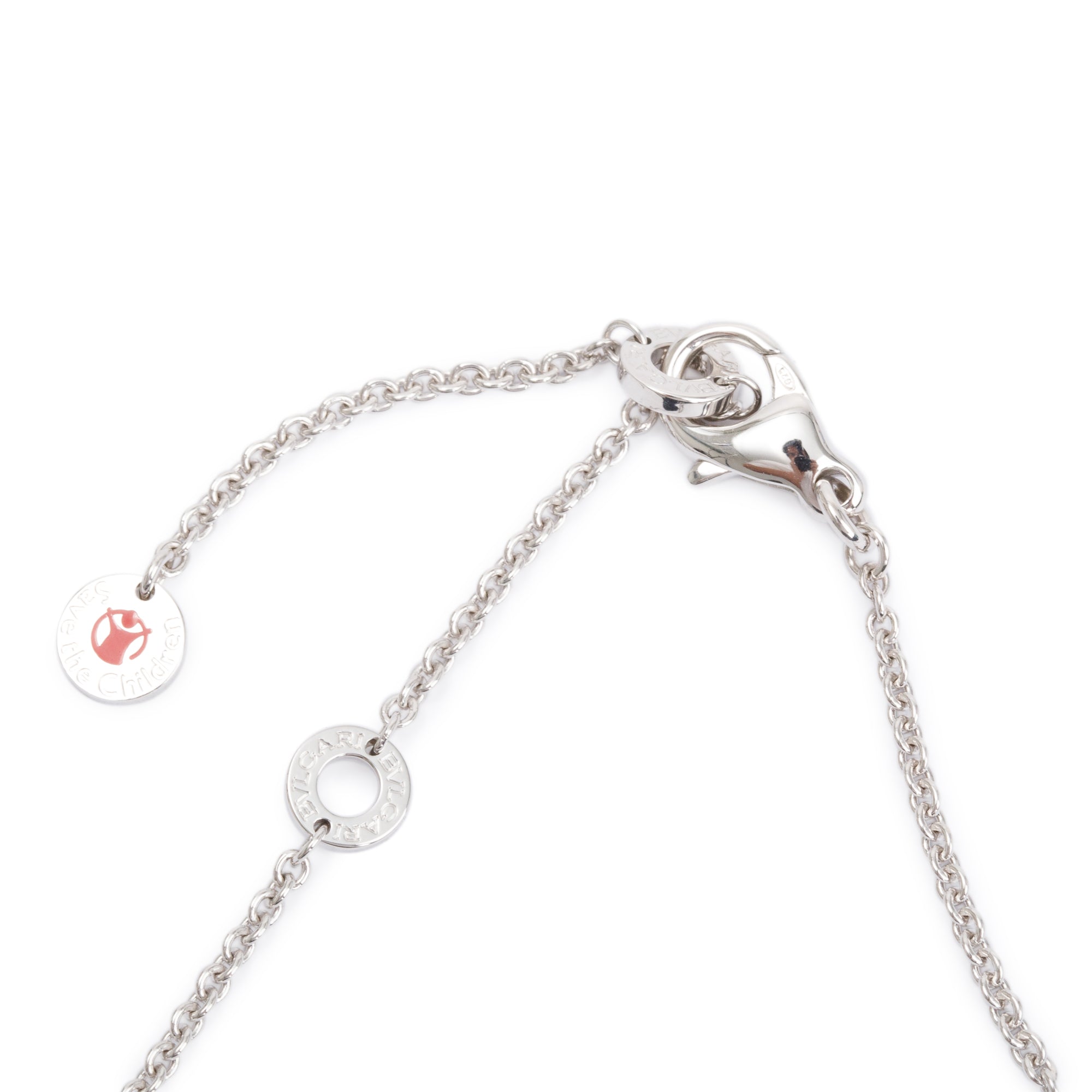 BVLGARI 2024 Sterling Silver & Black Ceramic Save The Children Pendant Necklace w/ Box, Receipt & Certificate