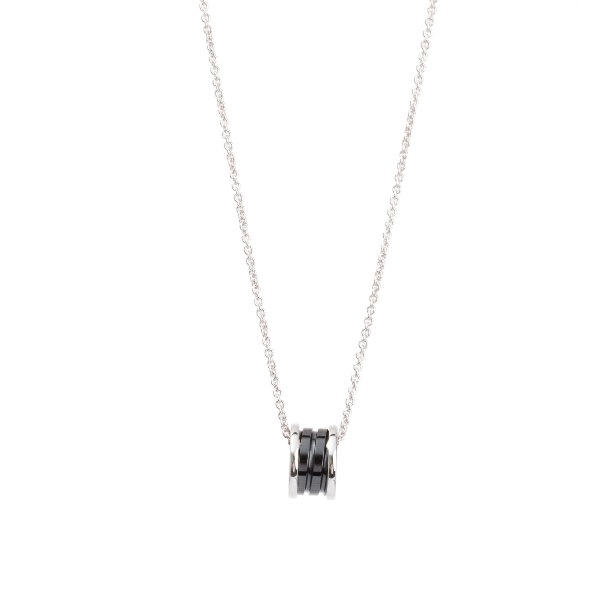 BVLGARI 2024 Sterling Silver & Black Ceramic Save The Children Pendant Necklace w/ Box, Receipt & Certificate