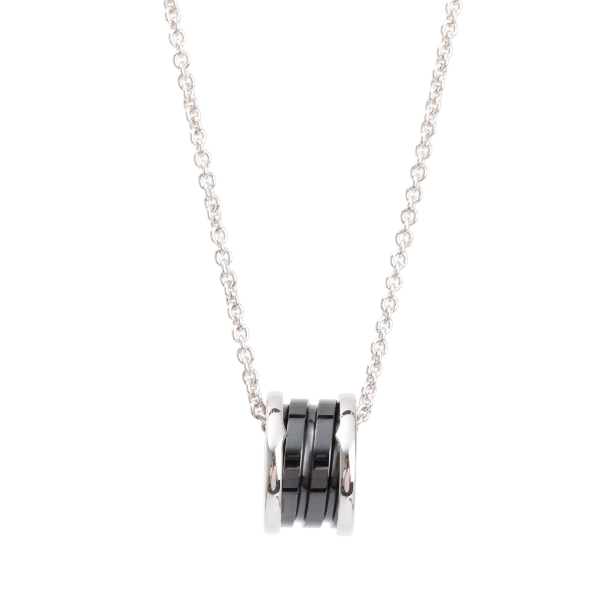 BVLGARI 2024 Sterling Silver & Black Ceramic Save The Children Pendant Necklace w/ Box, Receipt & Certificate