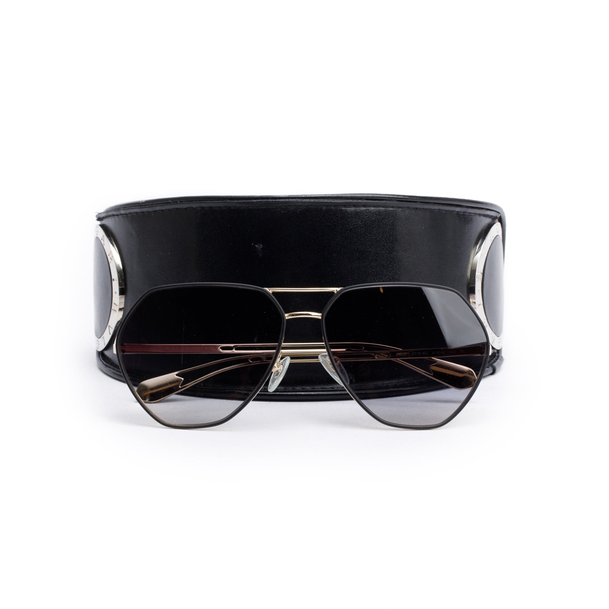 BVLGARI 6098 Gold Tone Metal Frame Aviator Sunglasses