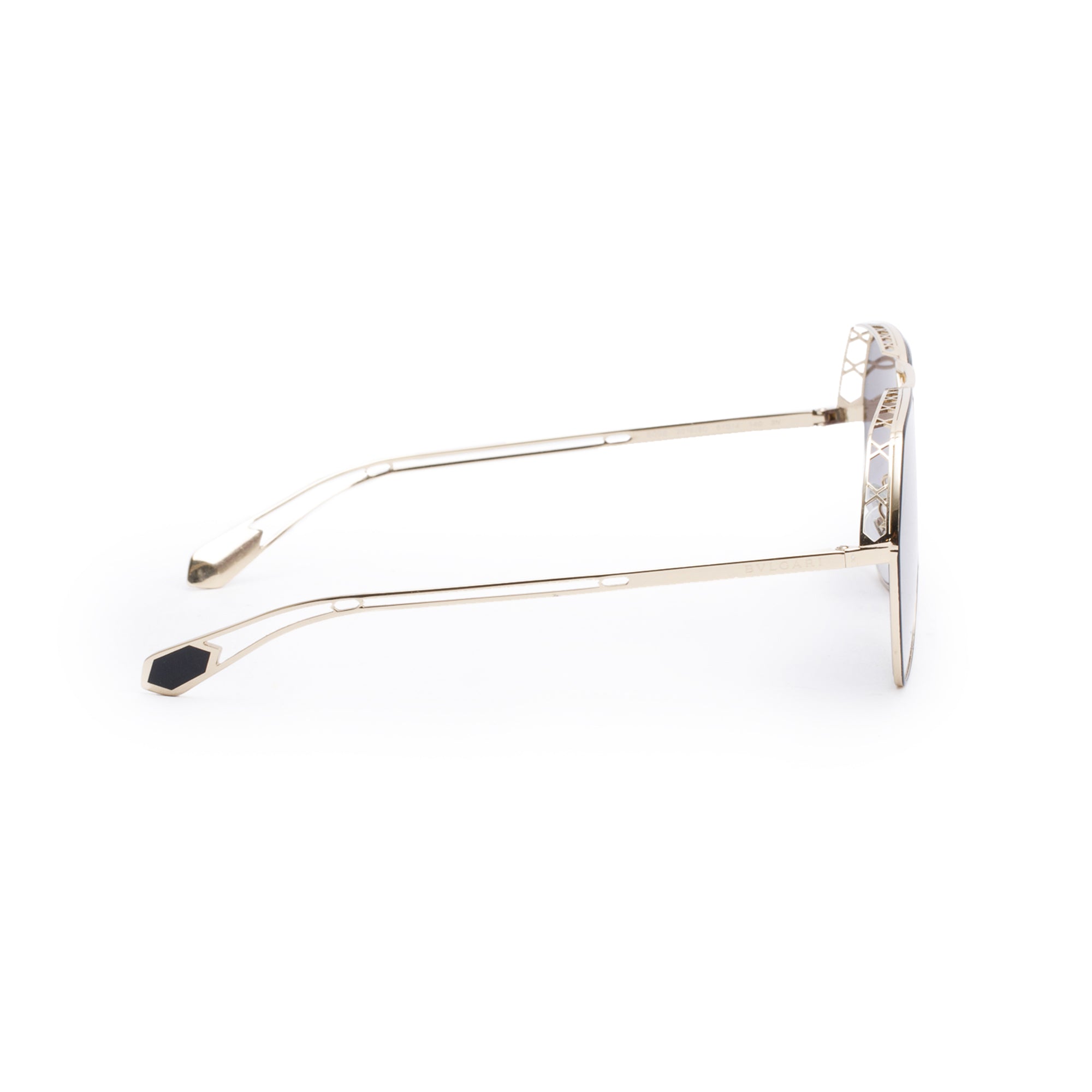 BVLGARI 6098 Gold Tone Metal Frame Aviator Sunglasses