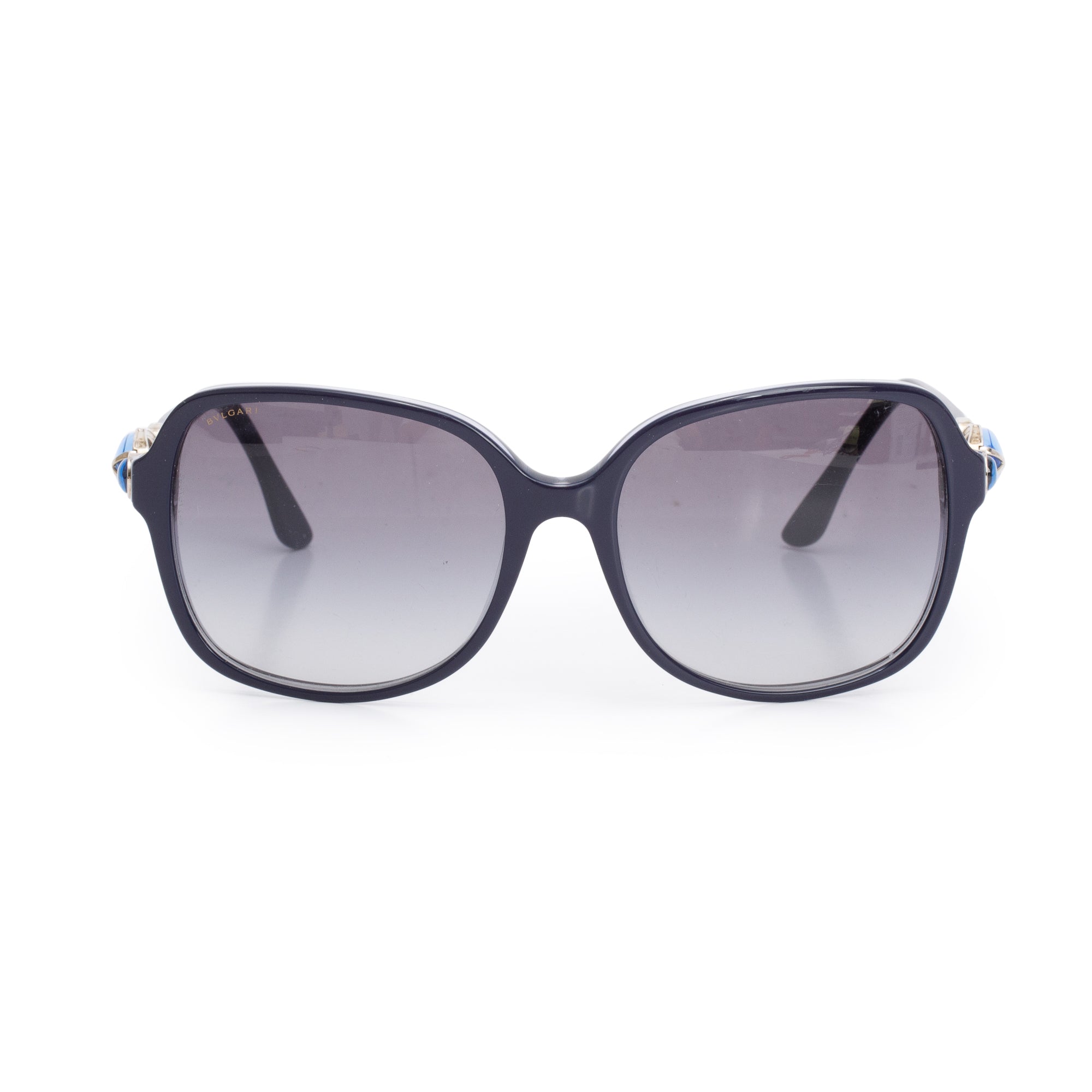 BVLGARI 8069-B Navy Acetate Crystal Square Sunglasses w/ Box