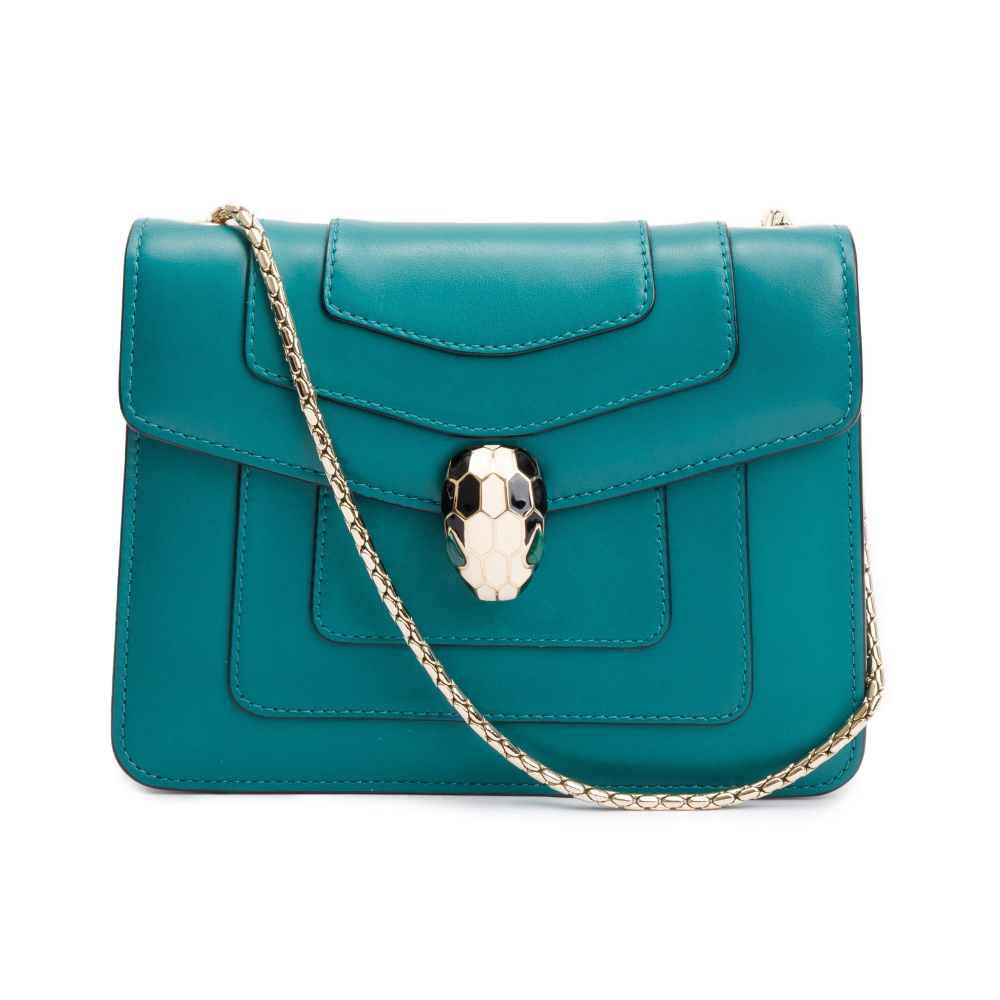 BVLGARI Green Calfskin Leather Serpenti Forever Crossbody Bag w/ Receipt