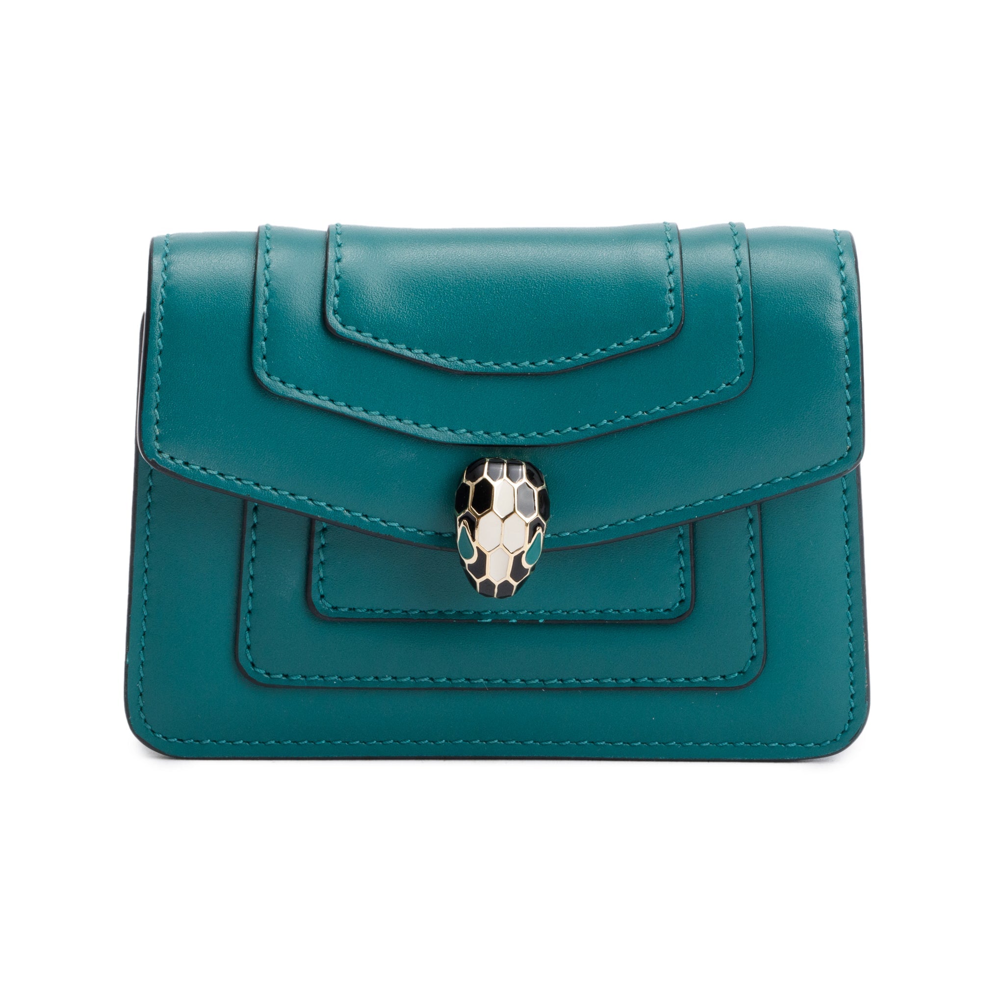 BVLGARI Green Calfskin Leather XXS Serpenti Forever Chain Bag