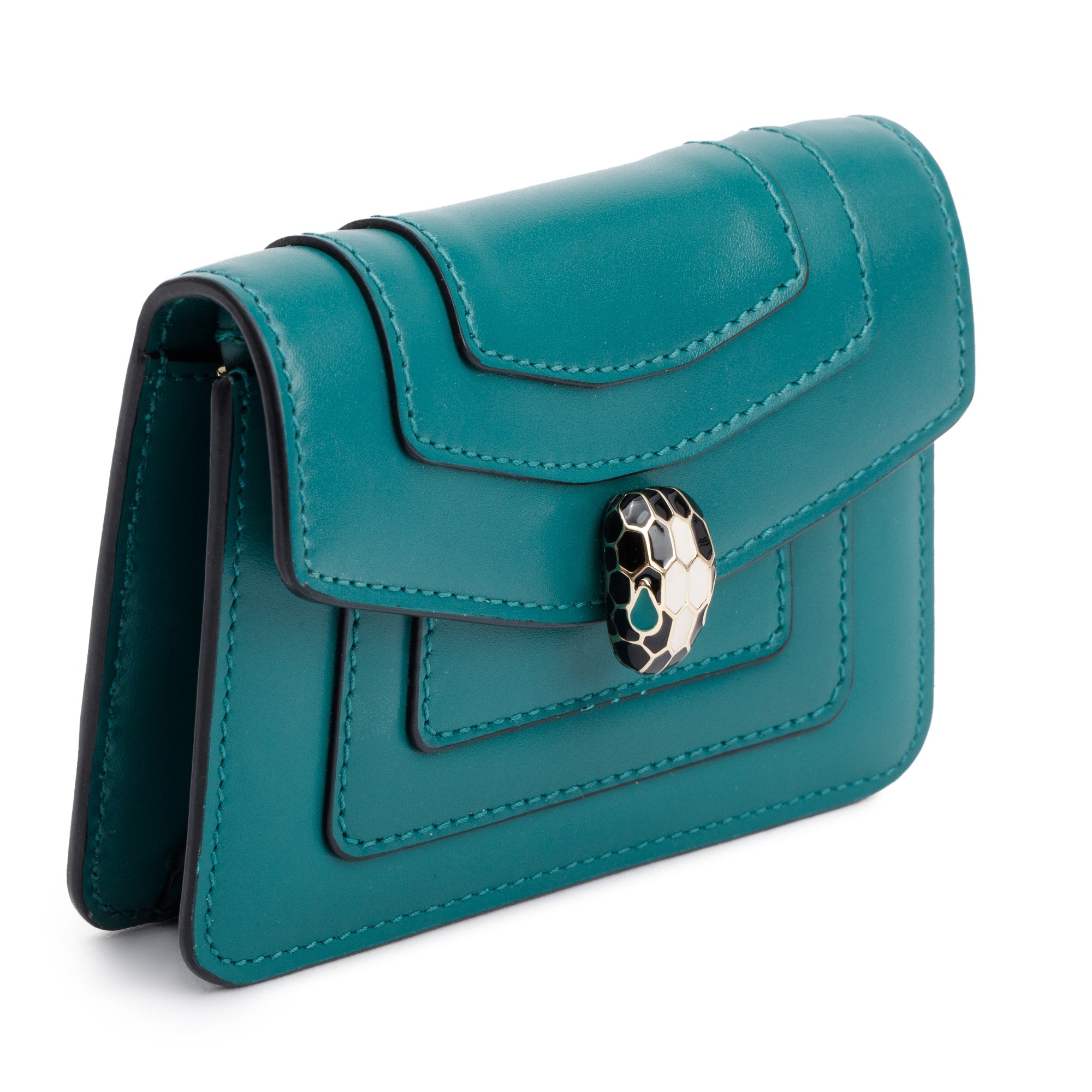 BVLGARI Green Calfskin Leather XXS Serpenti Forever Chain Bag
