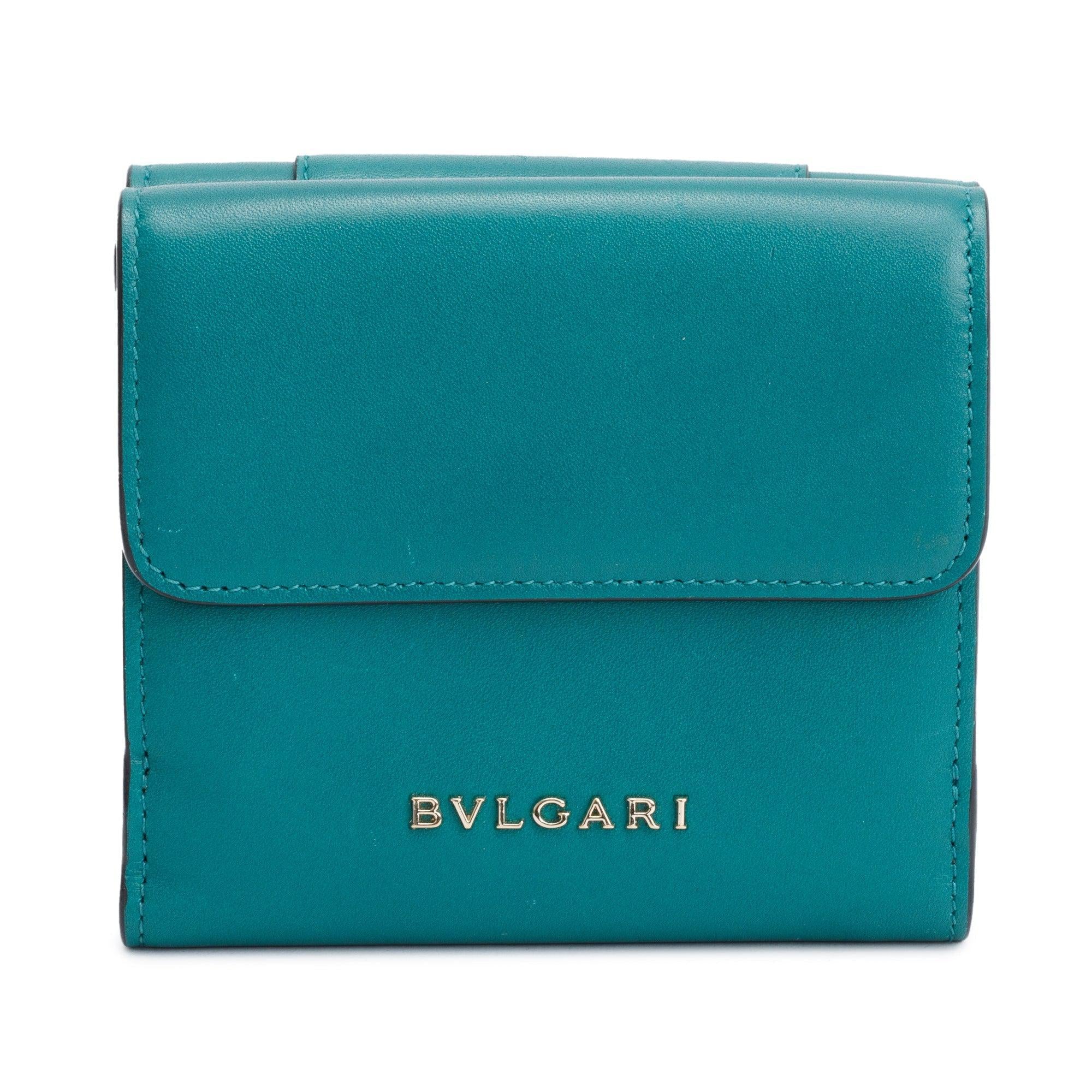 BVLGARI Green Calfskin Serpenti Forever Trifold Compact Wallet