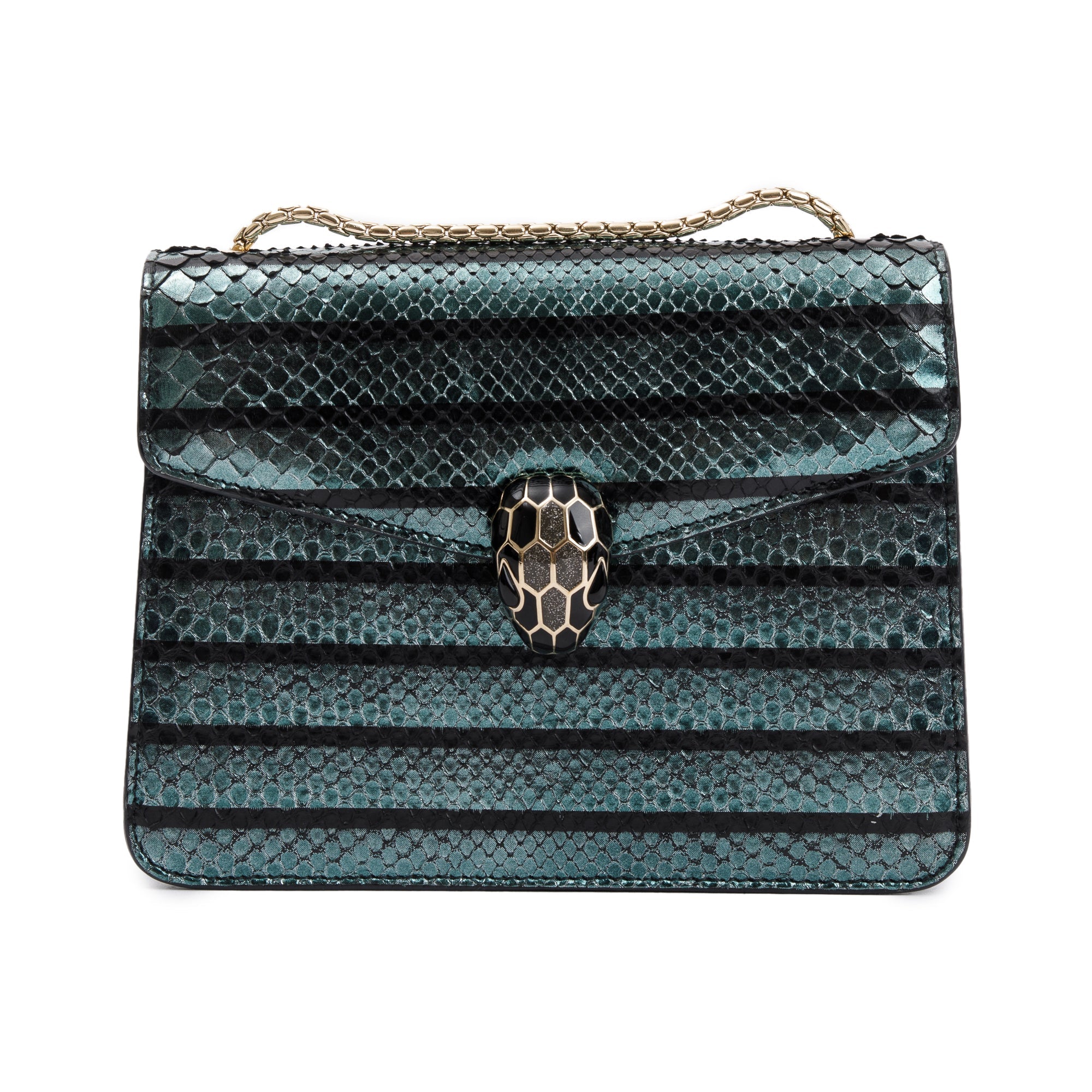 BVLGARI Green Karung Skin Serpenti Forever Crossbody Bag
