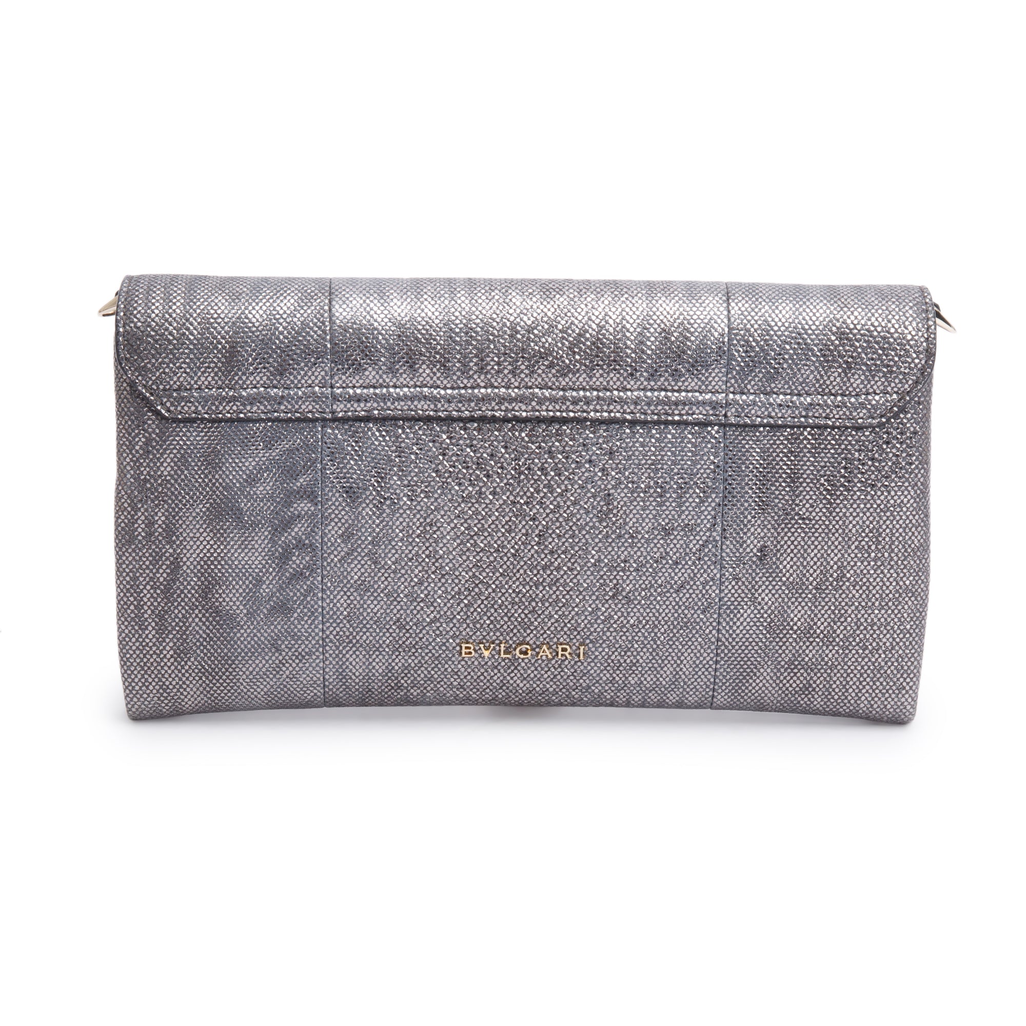 BVLGARI Grey Karung Serpenti Tassel Clutch Bag w/ Strap, Box & Authenticity Card