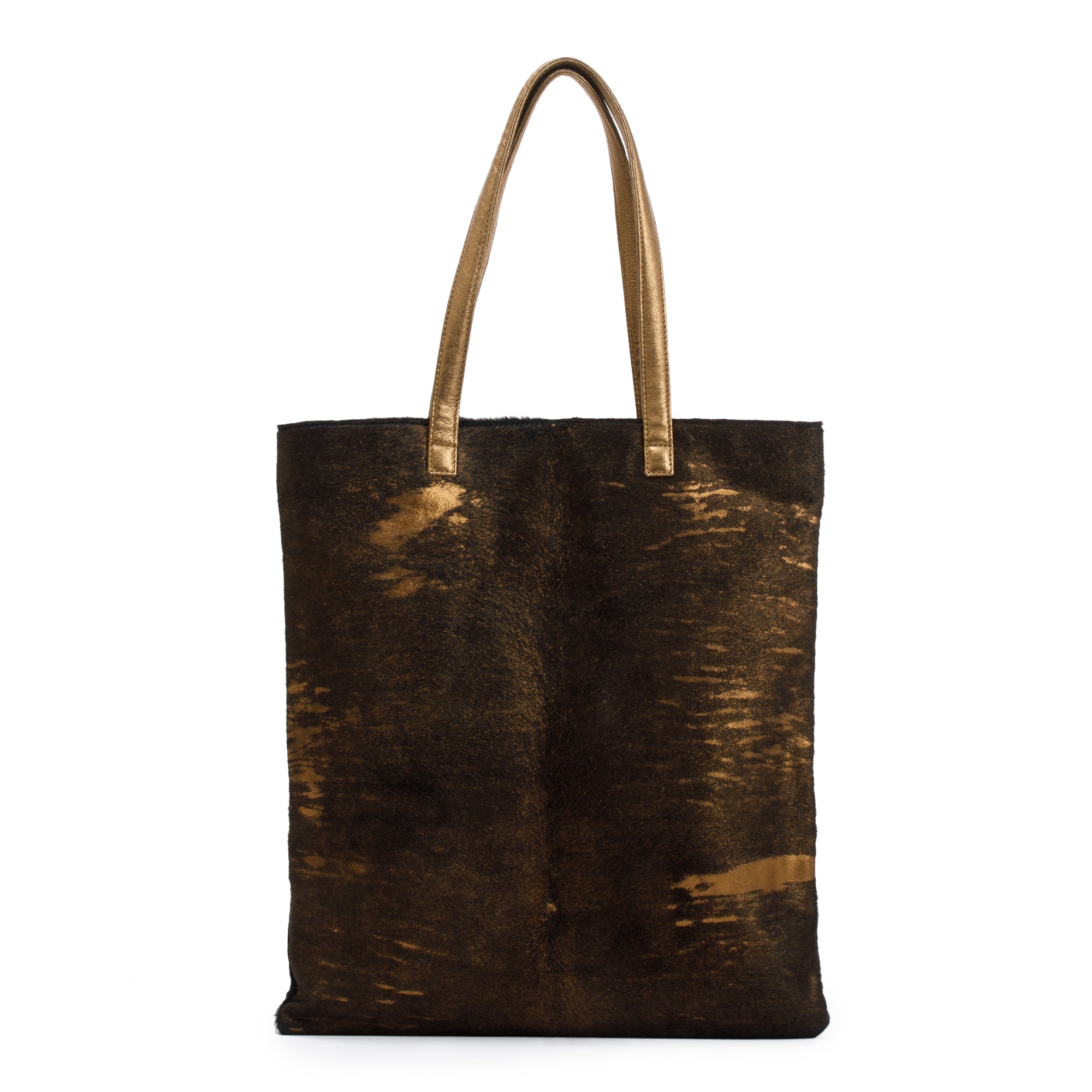 BVLGARI Metallic Gold Ponyhair & Calfskin Leather S.Bulgari Tote