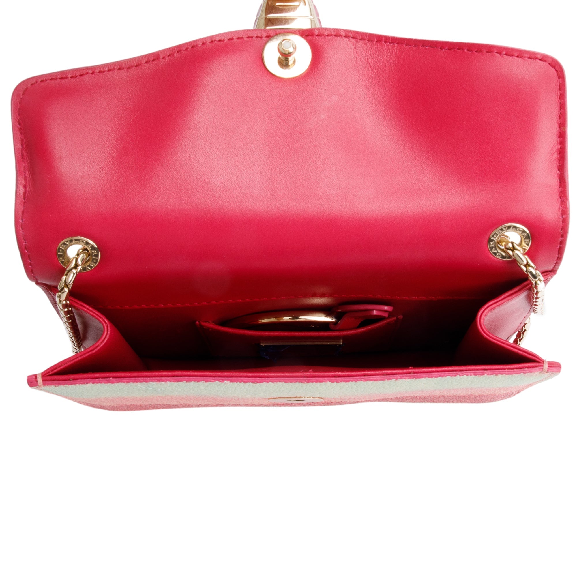 BVLGARI Pink Stingray Calfskin Leather Serpenti Forever Crossbody Bag