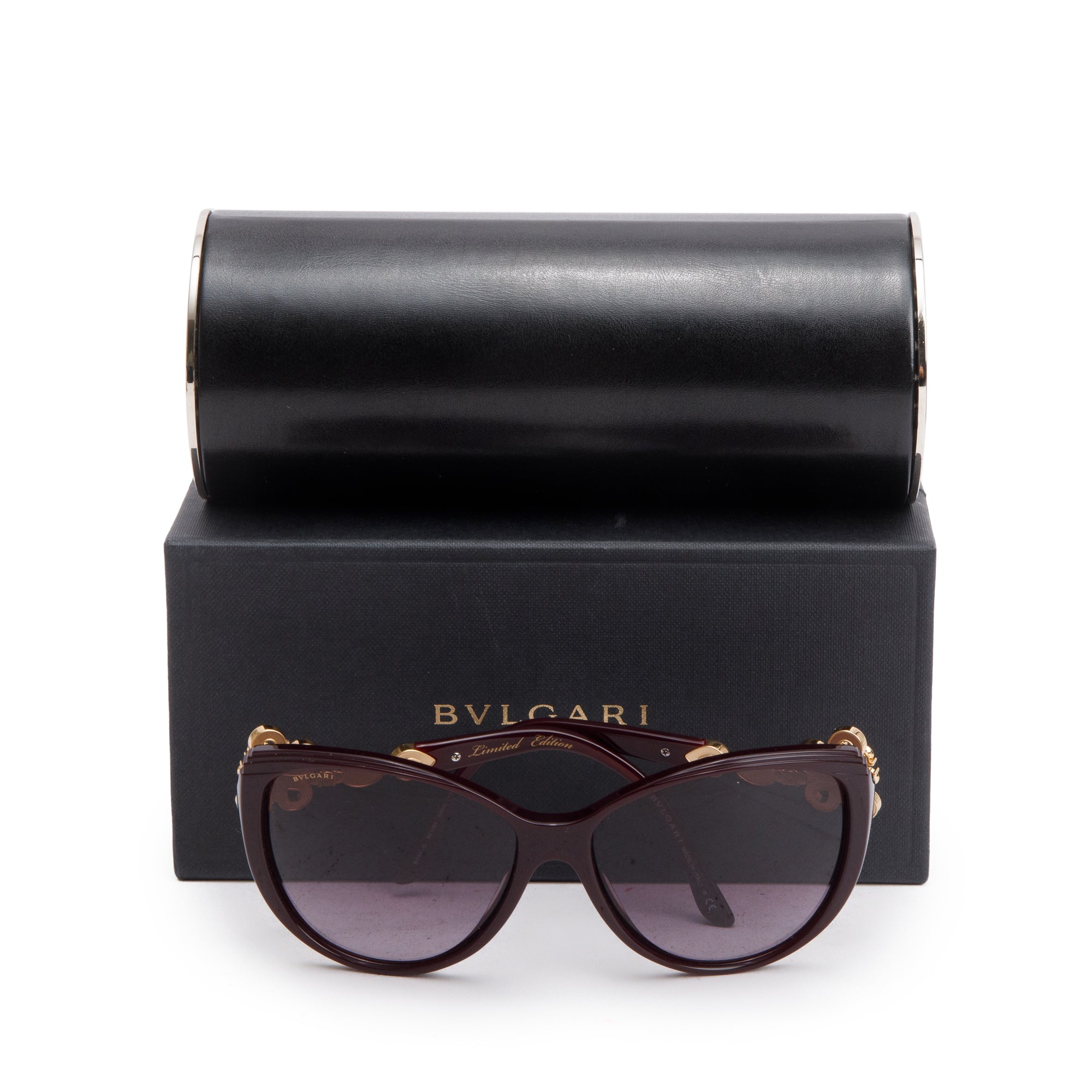 BVLGARI Purple Acetate 8097-B Crystal Flower Butterly Sunglasses w/ Box & Case