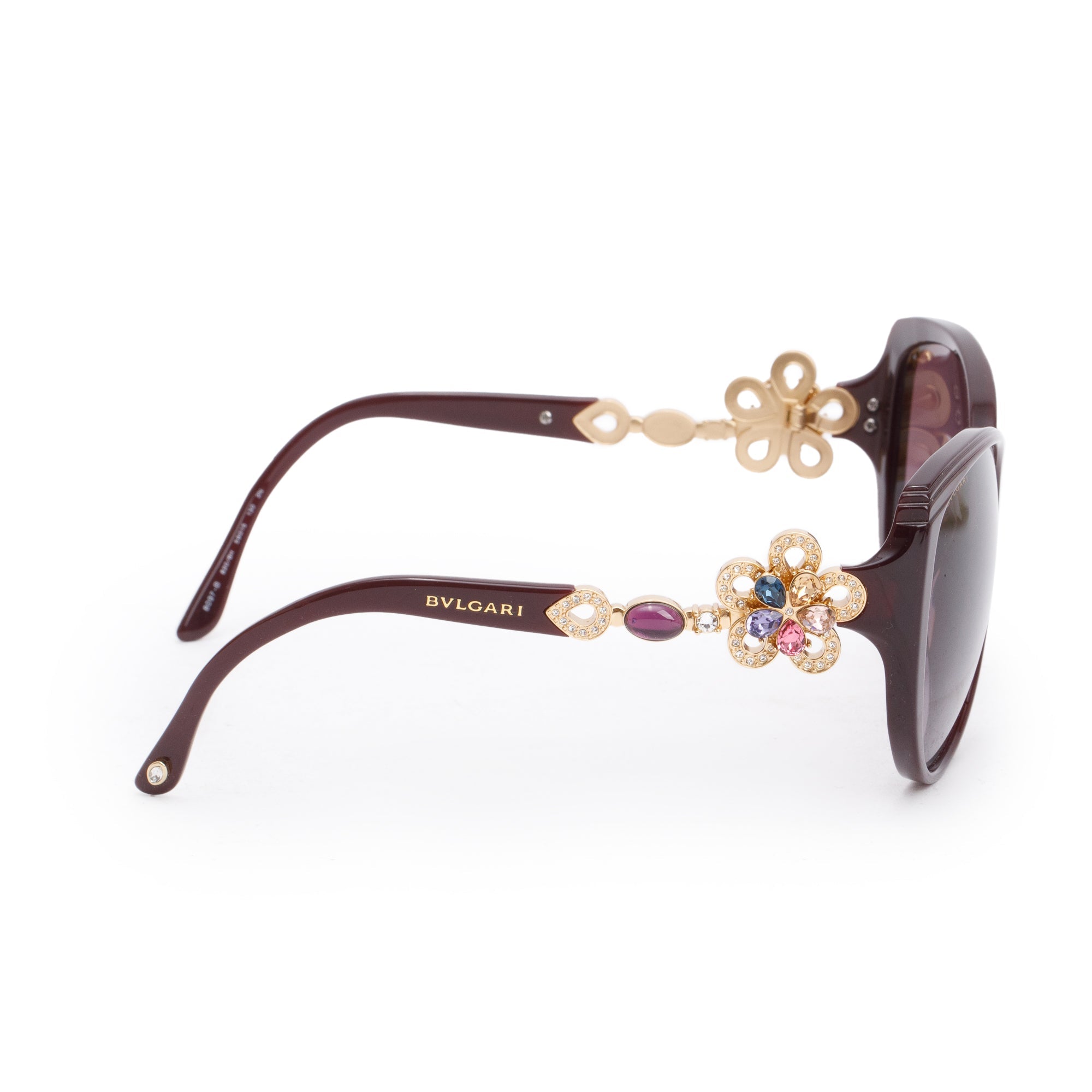 BVLGARI Purple Acetate 8097-B Crystal Flower Butterly Sunglasses w/ Box & Case