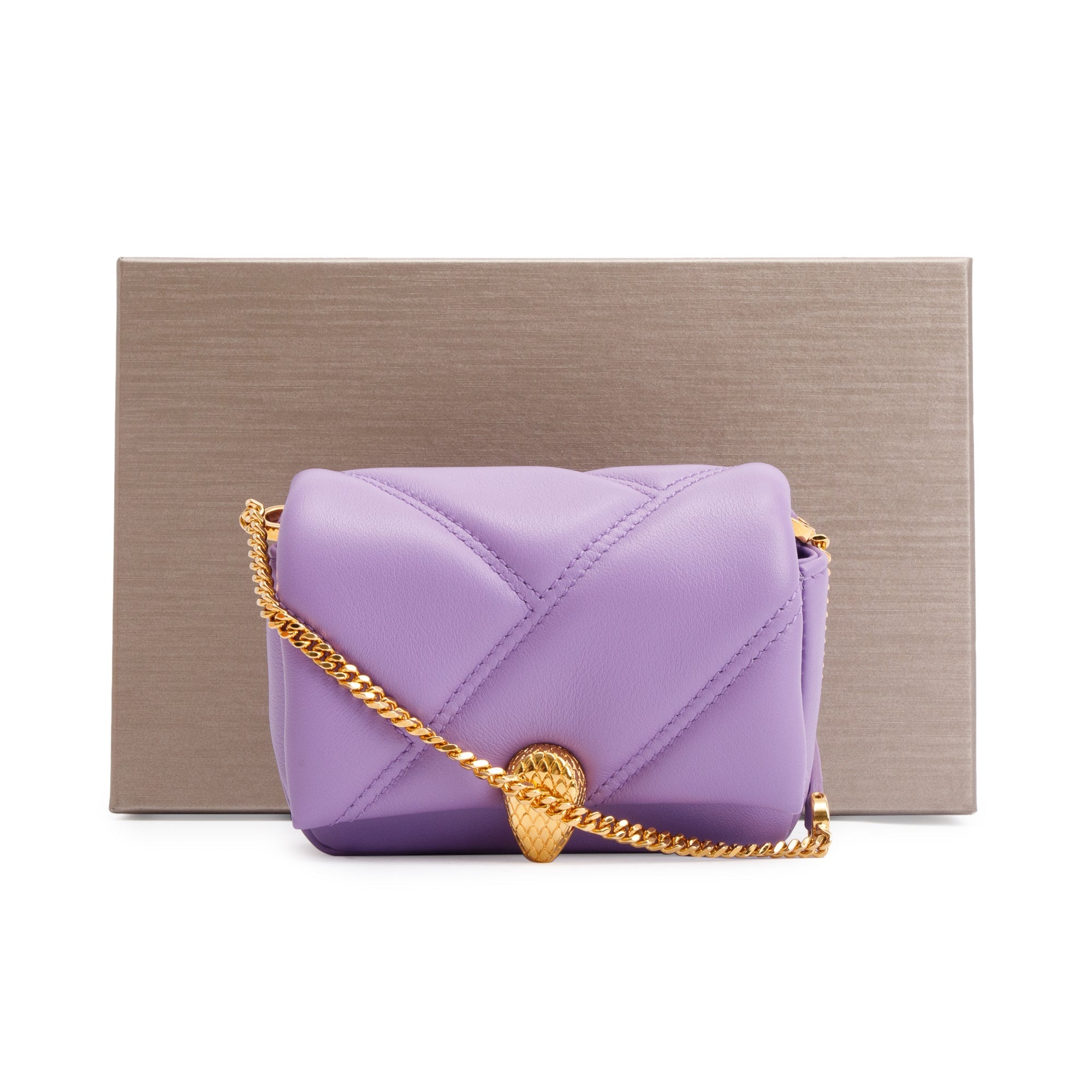 BVLGARI Purple Calfskin Leather Serpenti Cabochon Micro Crossbody Bag w/ Box & Certificate