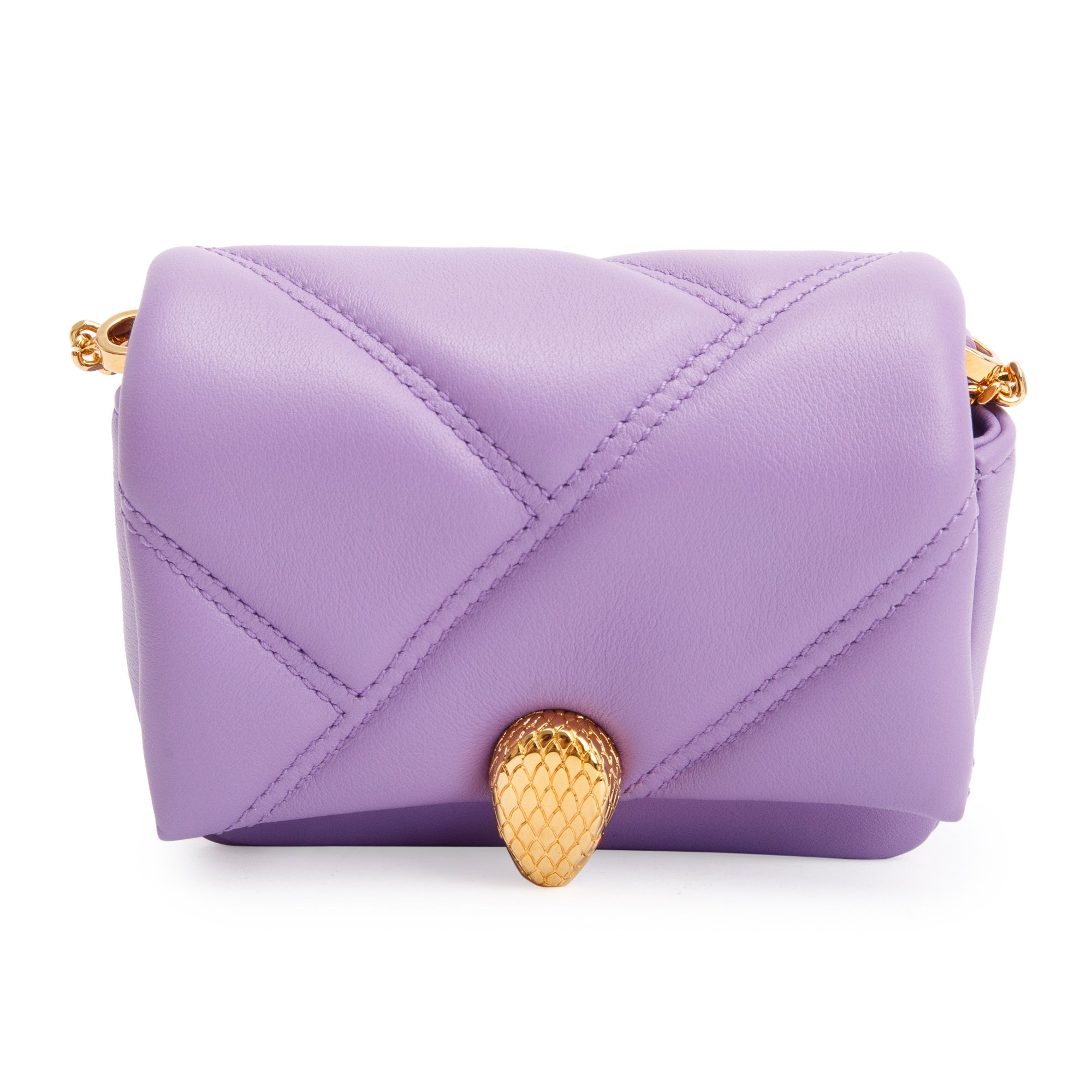 BVLGARI Purple Calfskin Leather Serpenti Cabochon Micro Crossbody Bag w/ Box & Certificate