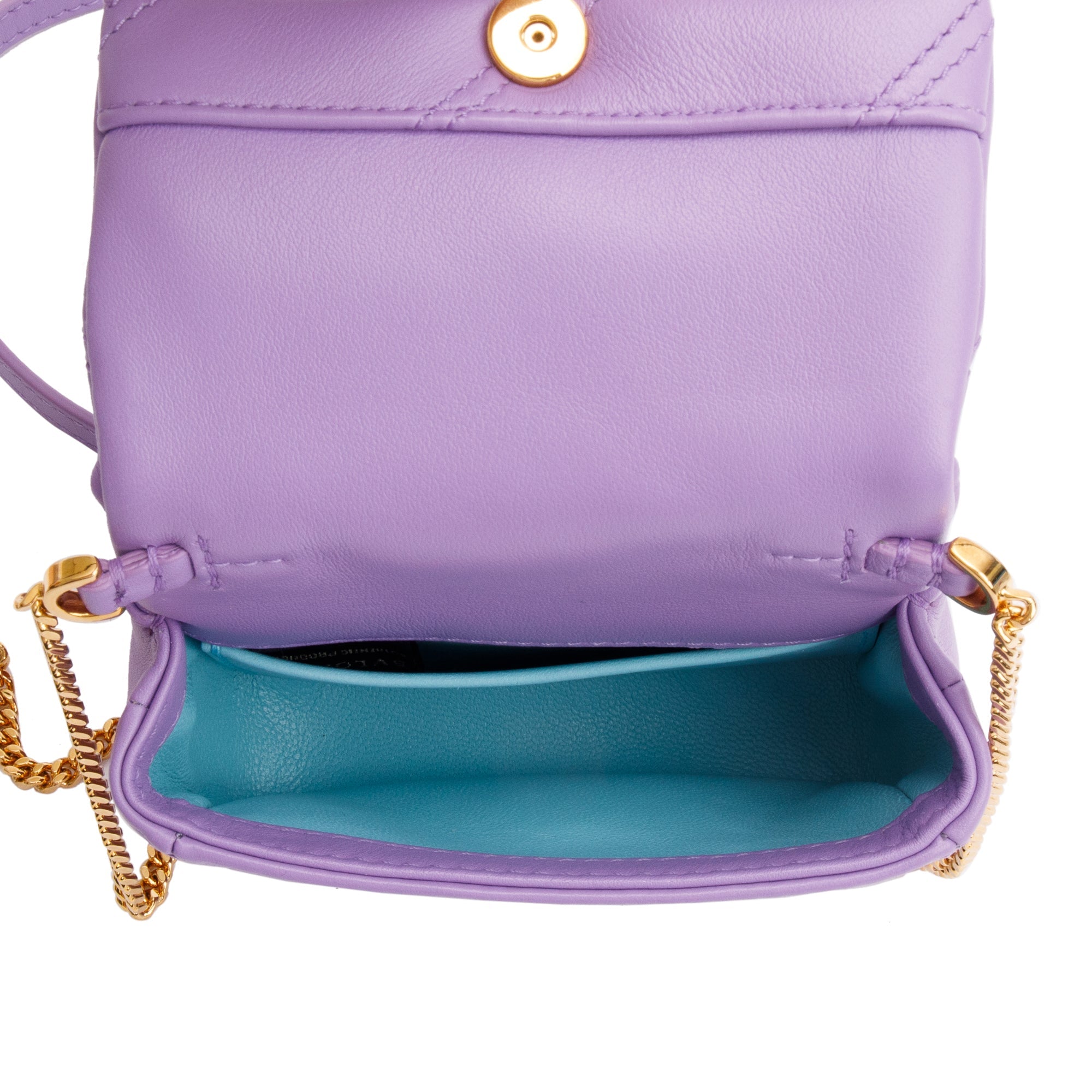 BVLGARI Purple Calfskin Leather Serpenti Cabochon Micro Crossbody Bag w/ Box & Certificate