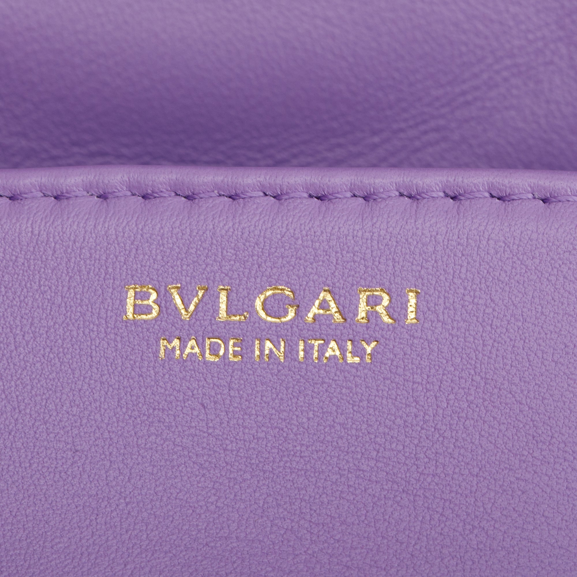 BVLGARI Purple Calfskin Leather Serpenti Cabochon Micro Crossbody Bag w/ Box & Certificate