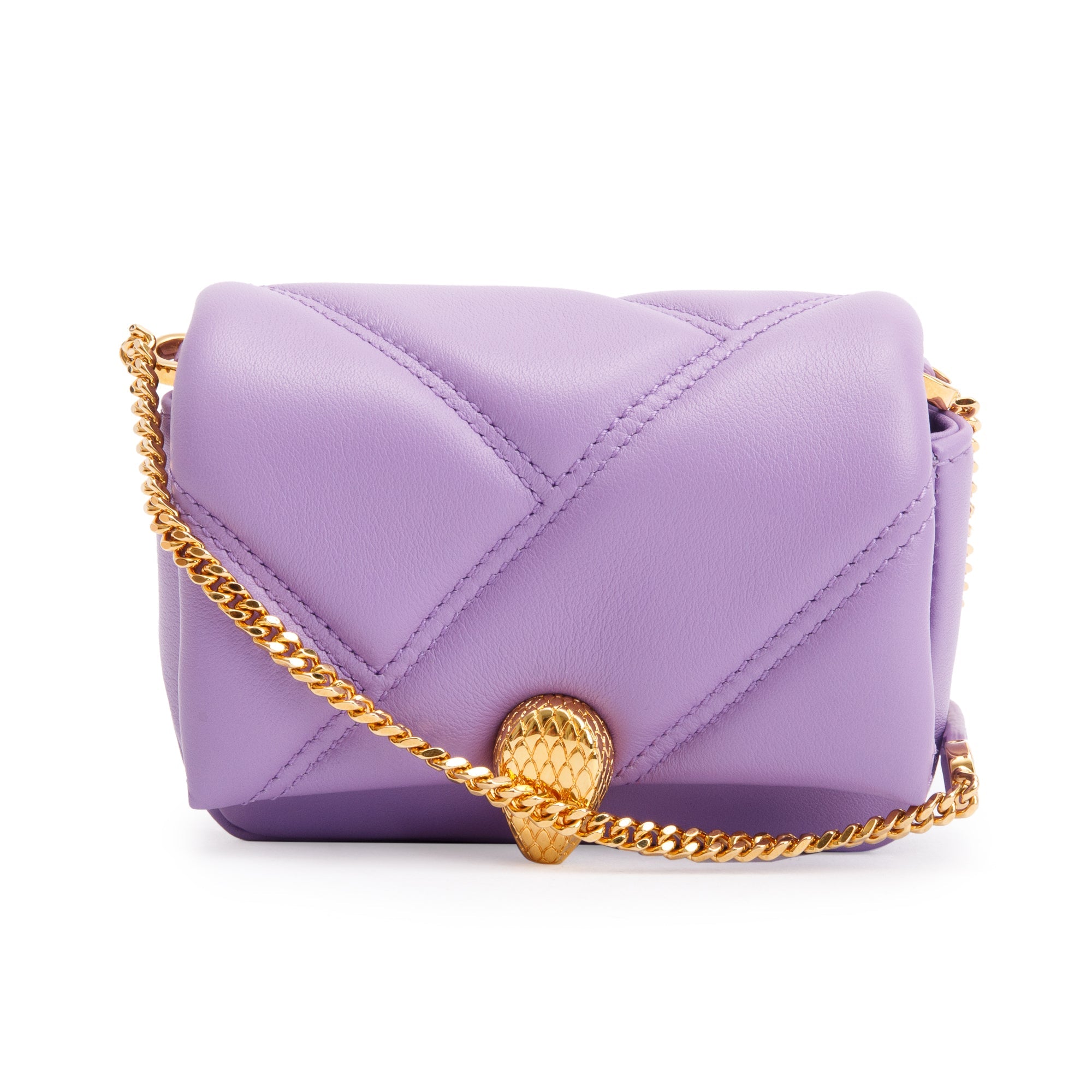 BVLGARI Purple Calfskin Leather Serpenti Cabochon Micro Crossbody Bag w/ Box & Certificate