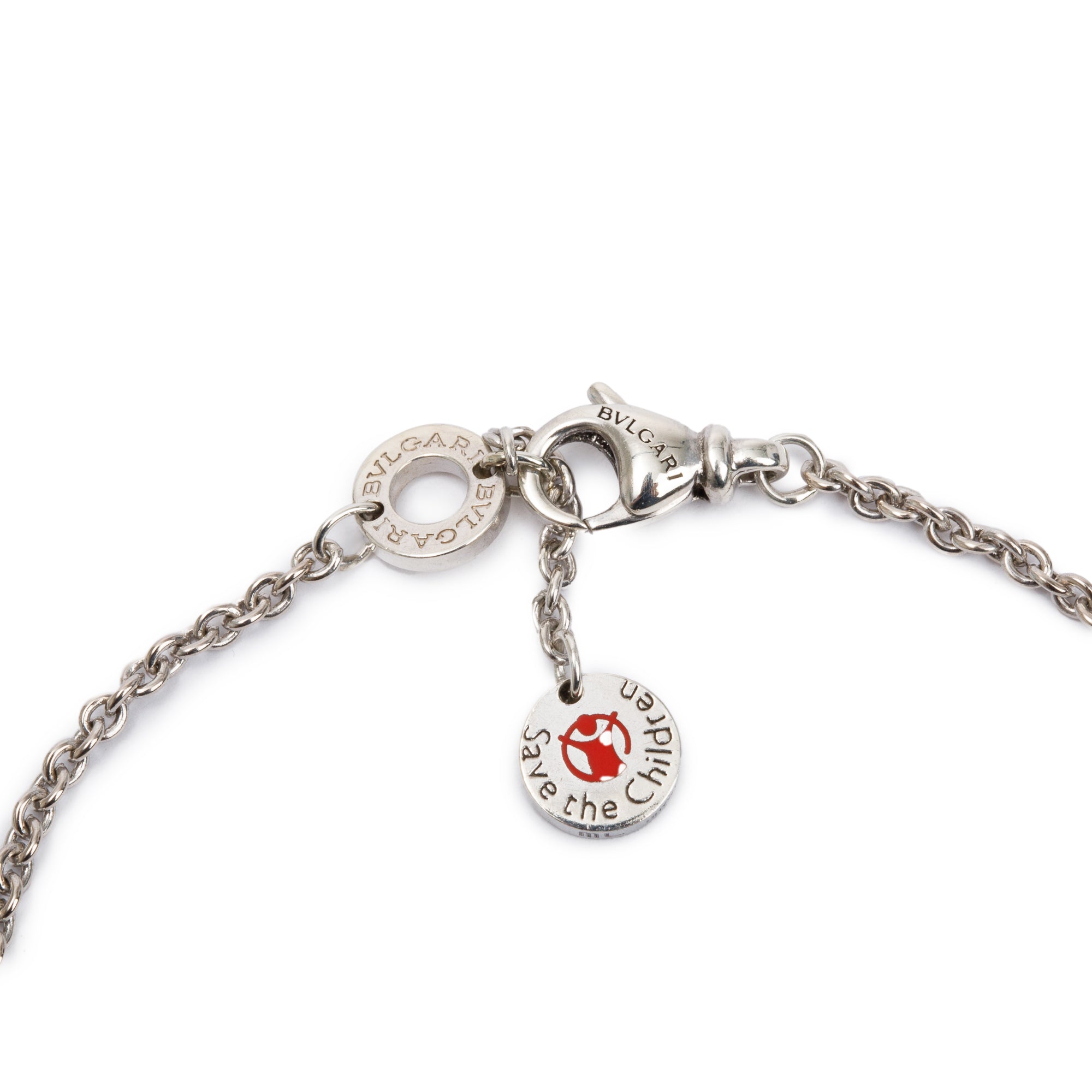 BVLGARI Sterling Silver & Black Ceramic Save The Children Bracelet