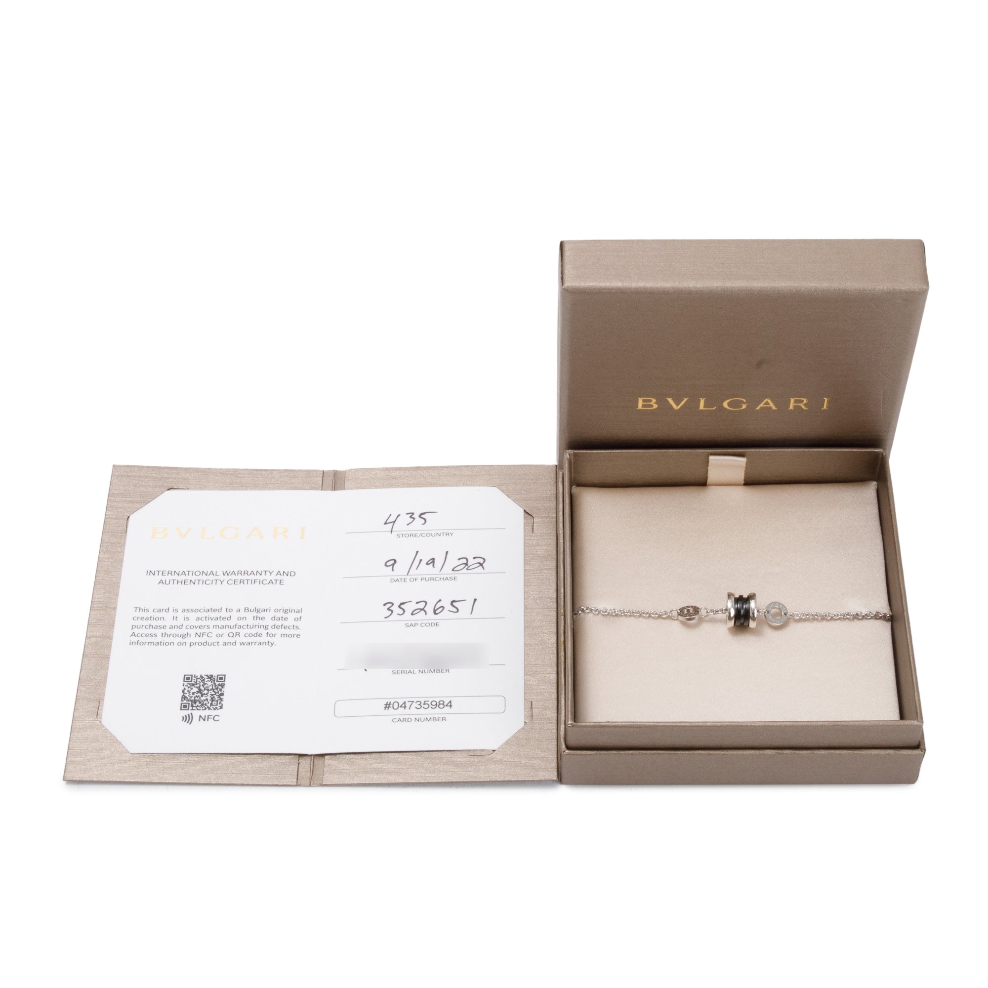 BVLGARI Sterling Silver & Black Ceramic Save The Children Bracelet w/ Box, Certificate & Receipt