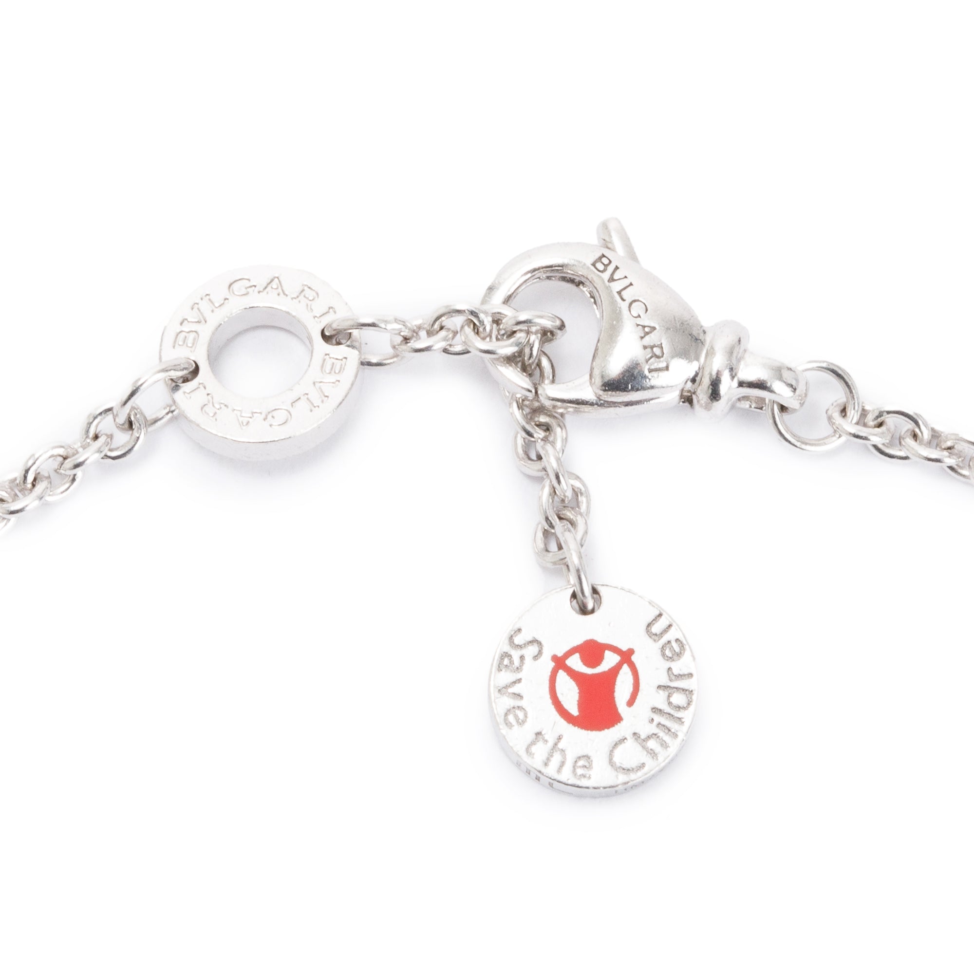 BVLGARI Sterling Silver & Black Ceramic Save The Children Bracelet w/ Box, Certificate & Receipt
