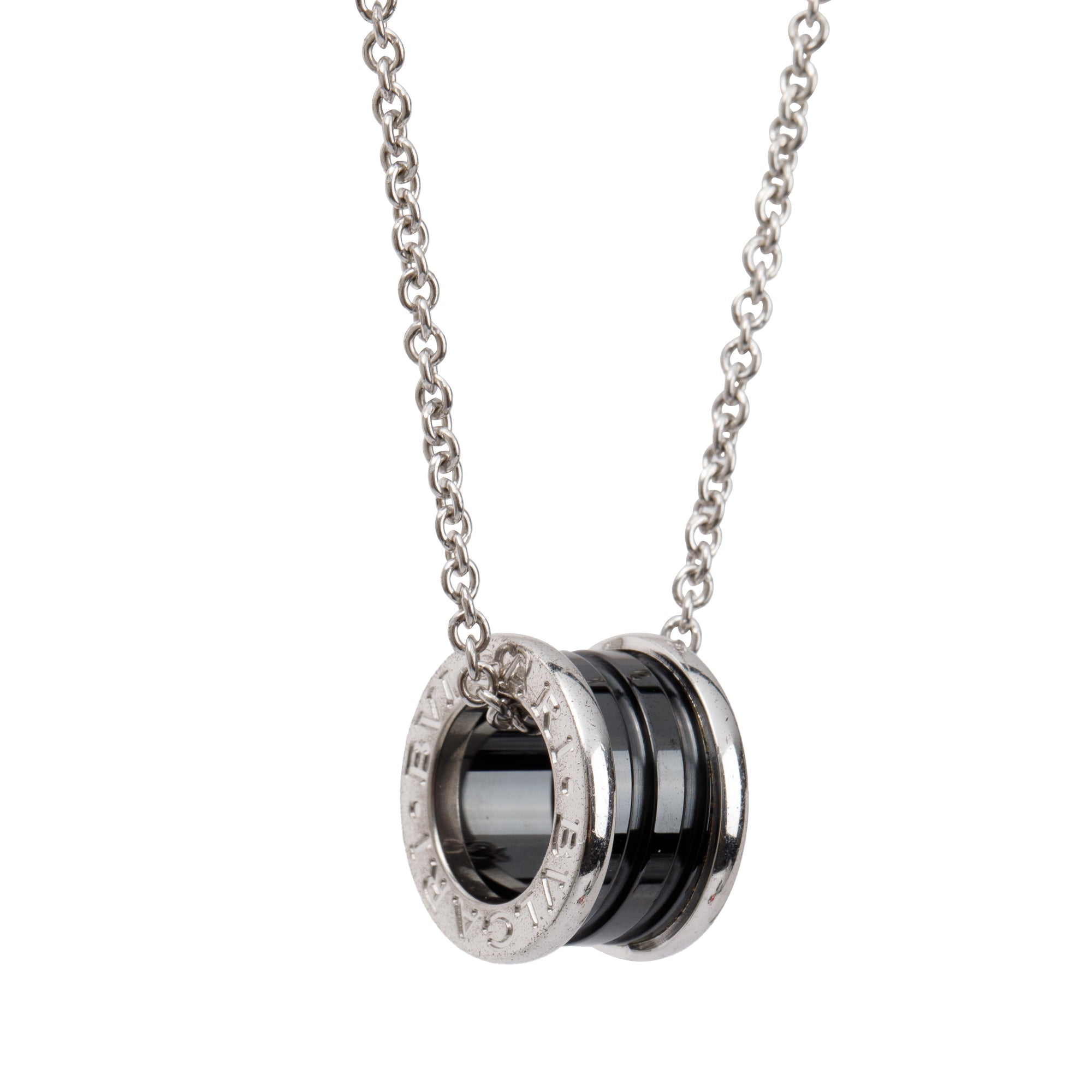 BVLGARI Sterling Silver Black Ceramic Save The Children Necklace