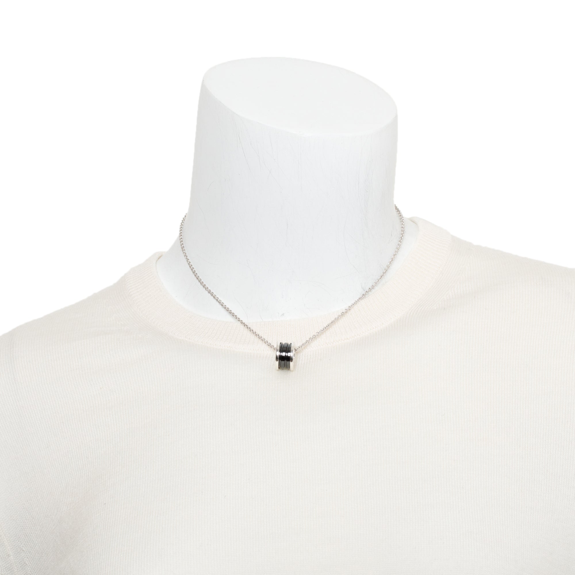BVLGARI Sterling Silver & Black Ceramic Save The Children Pendant Necklace
