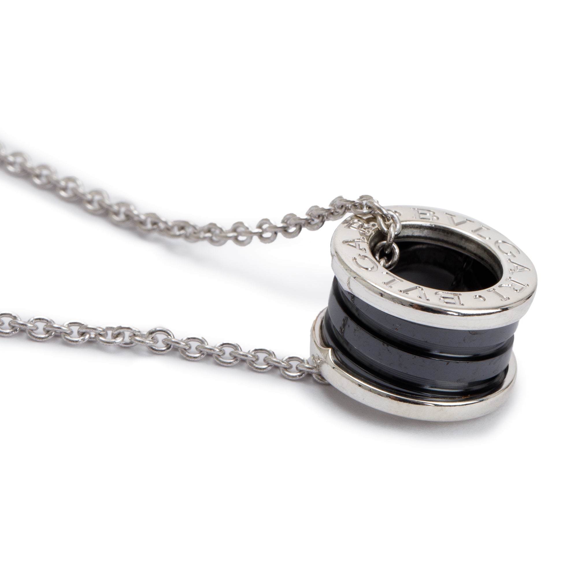 BVLGARI Sterling Silver & Black Ceramic Save The Children Pendant Necklace