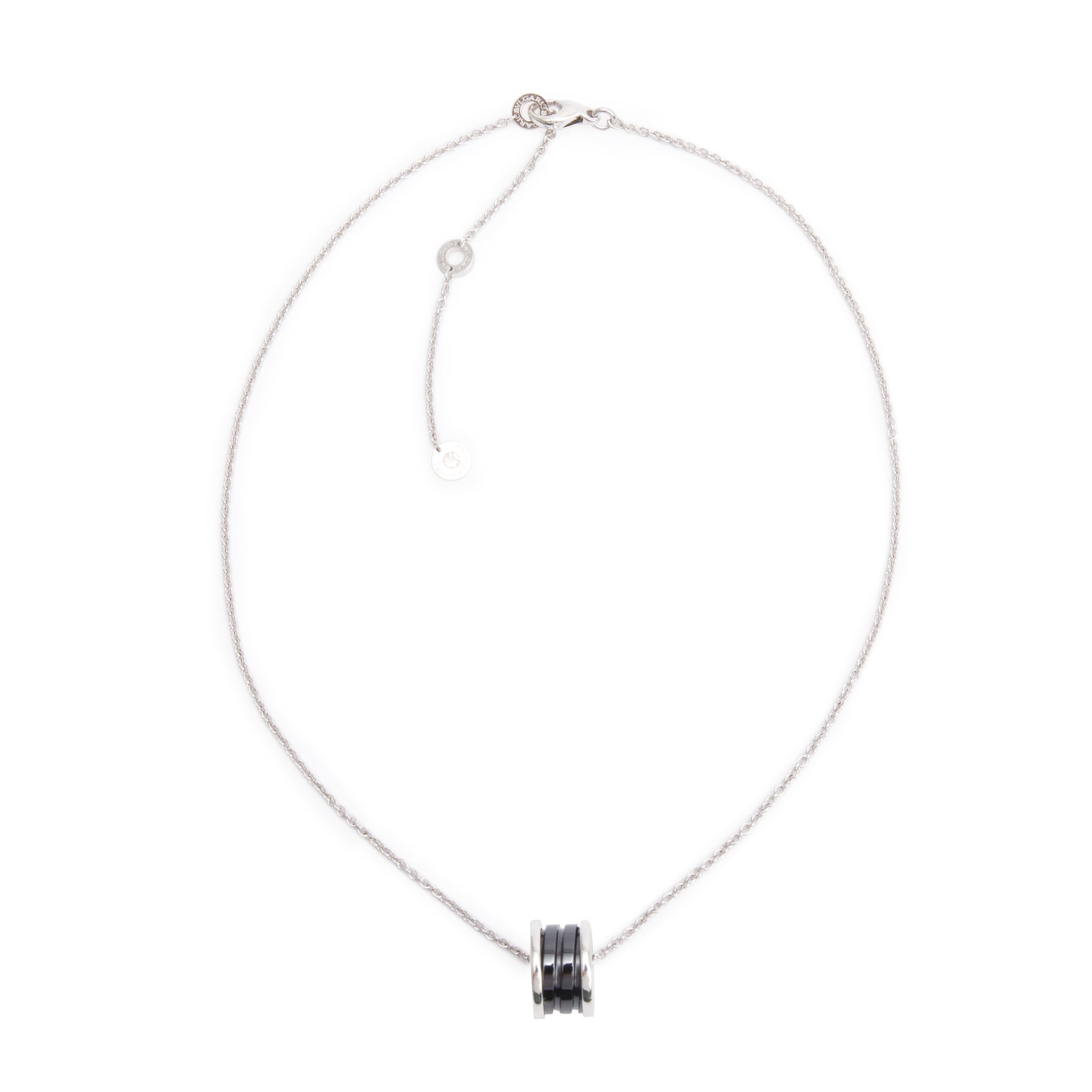 BVLGARI Sterling Silver & Black Ceramic Save The Children Pendant Necklace