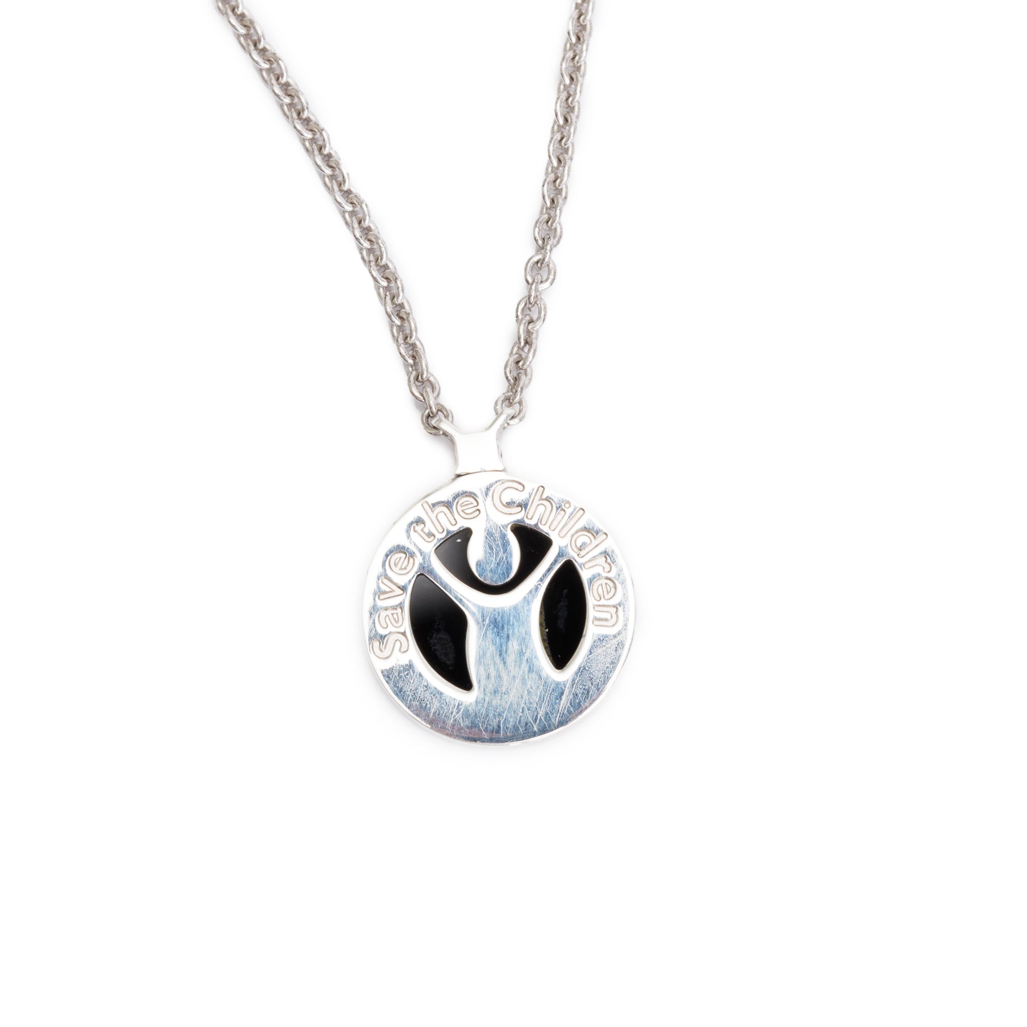 BVLGARI Sterling Silver Save The Children Black Onyx & Ruby Pendant Necklace